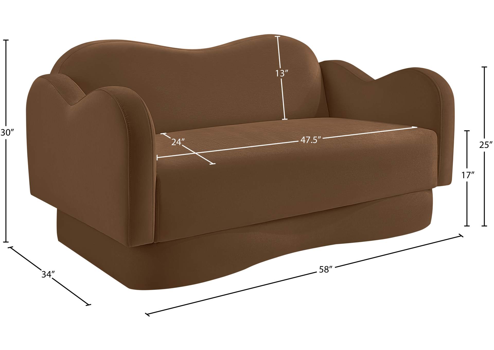 Bloom Saddle Velvet Loveseat image 9