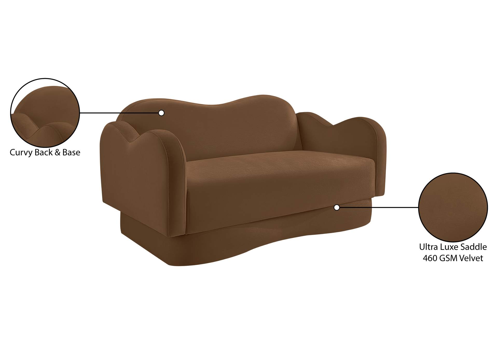 Bloom Saddle Velvet Loveseat image 10