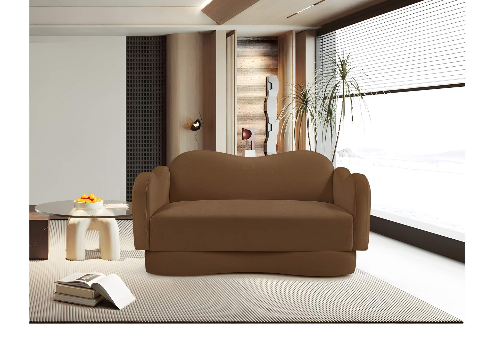 Bloom Saddle Velvet Loveseat image 3