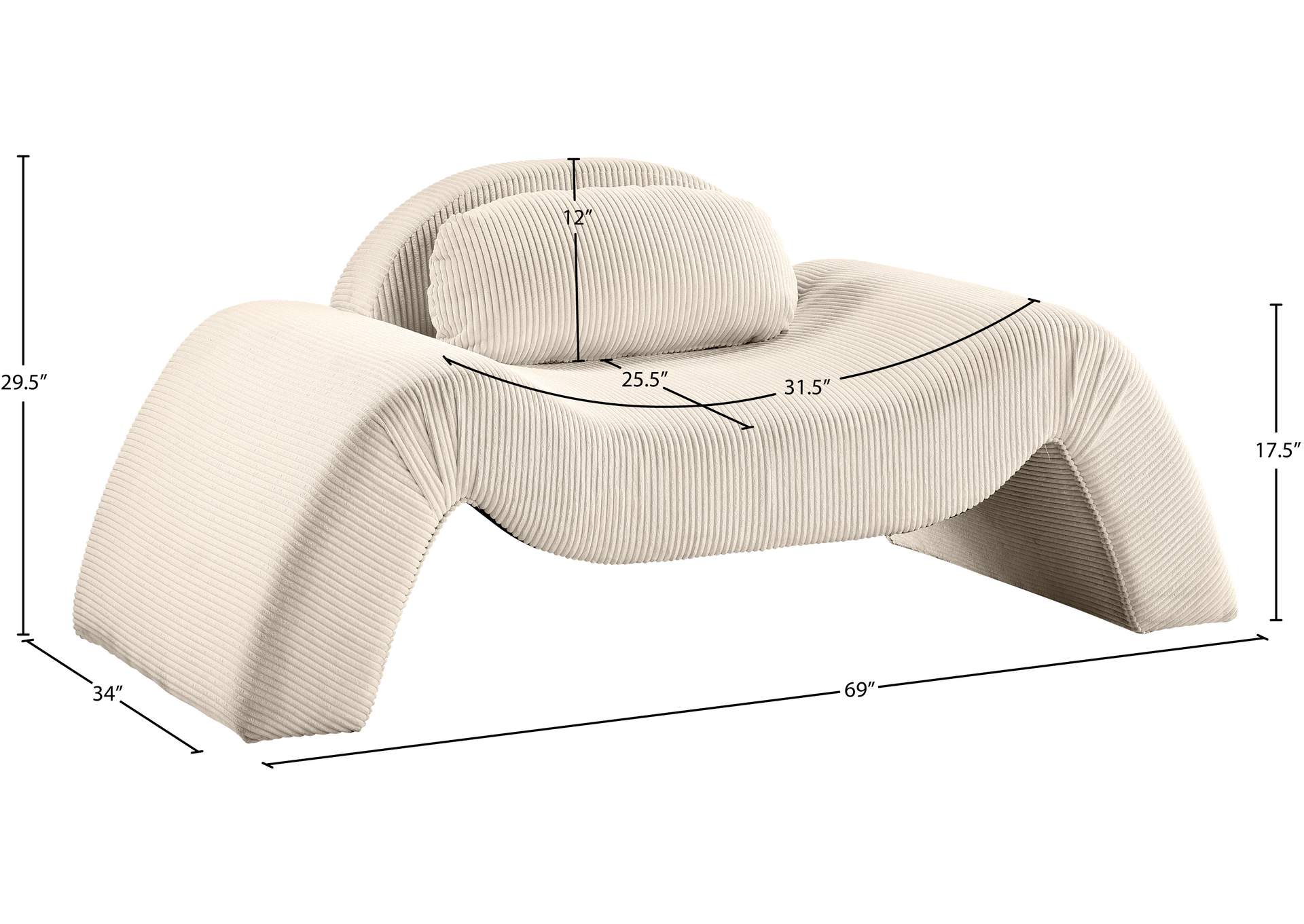 Austin Beige Corduroy Fabric Chair