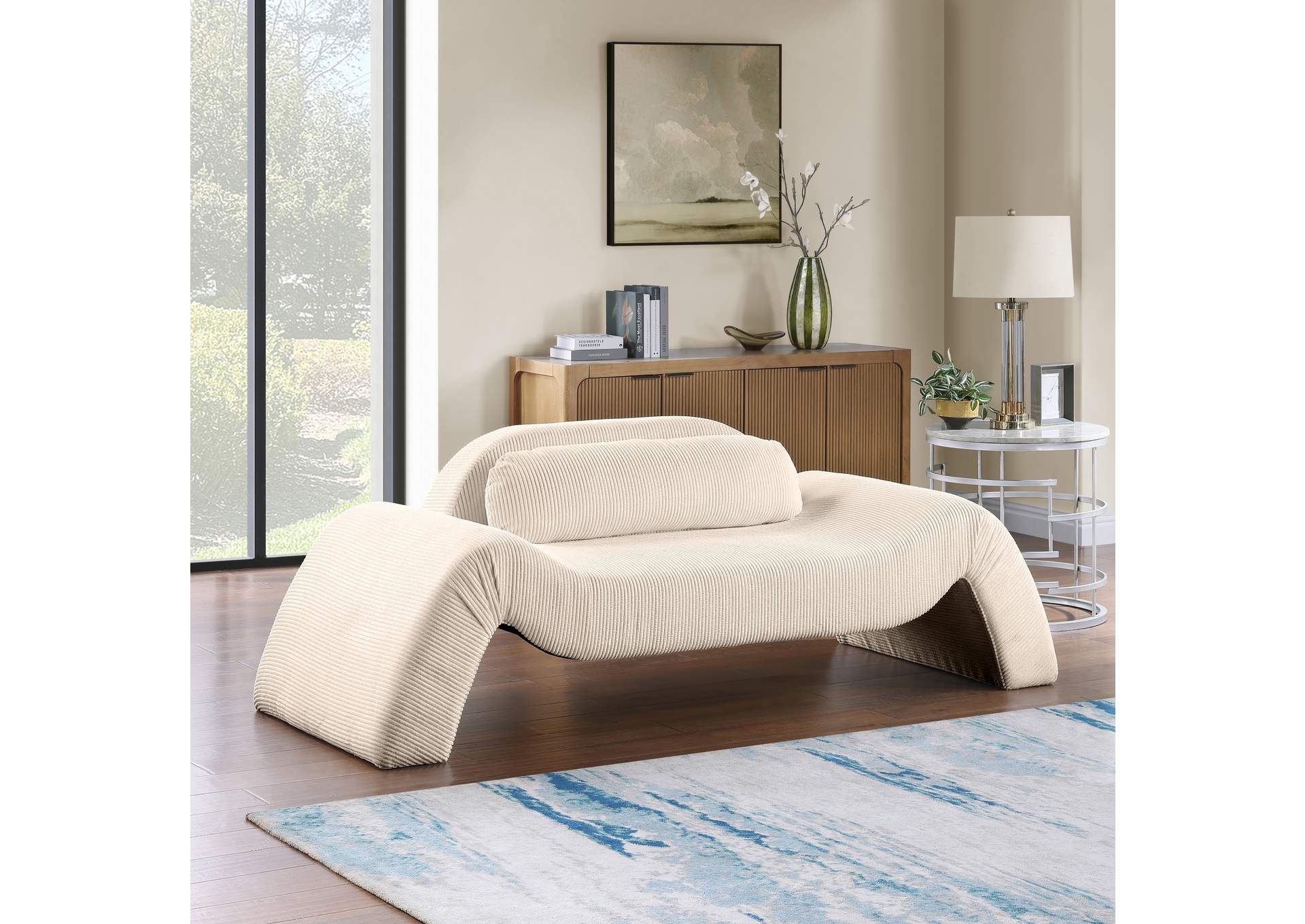 Austin Beige Corduroy Fabric Loveseat
