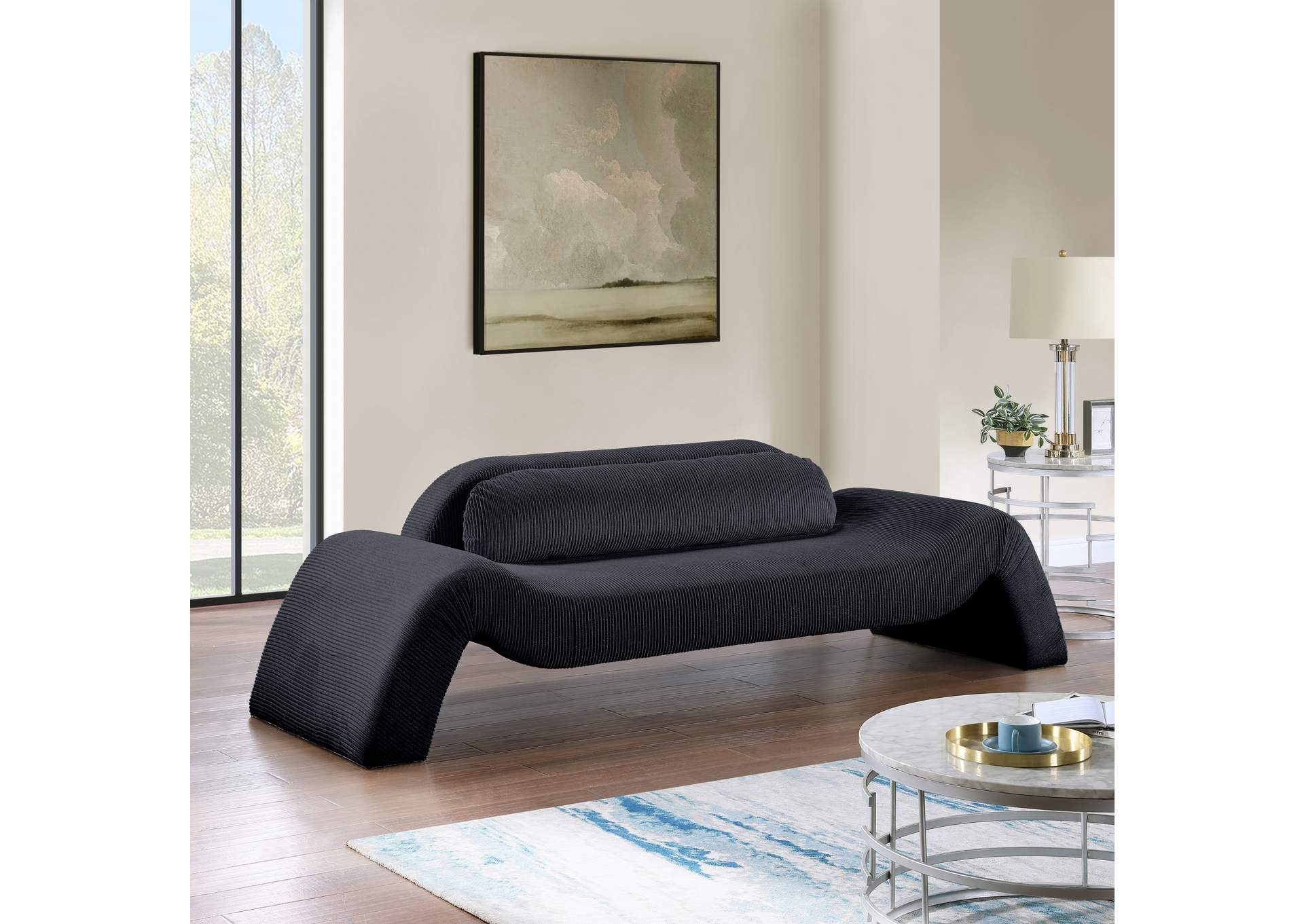 Austin Black Corduroy Fabric Sofa