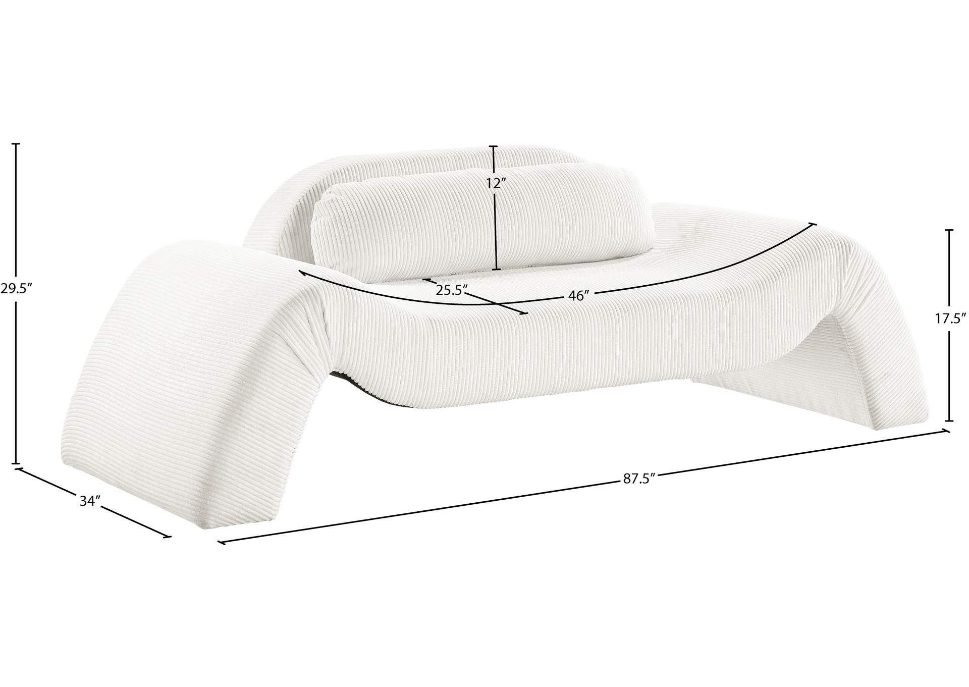 Austin Cream Corduroy Fabric Loveseat image 8