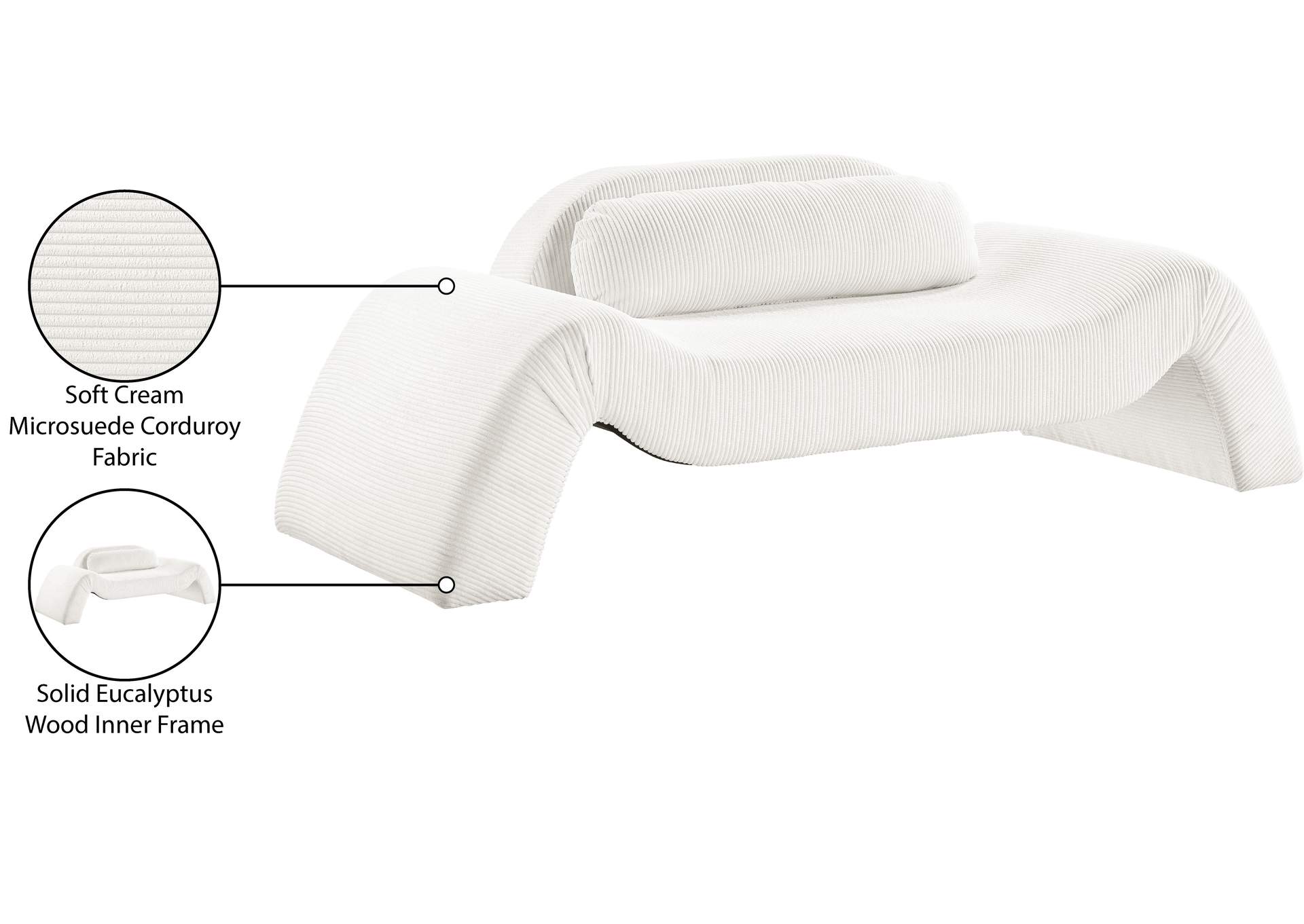 Austin Cream Corduroy Fabric Loveseat image 9