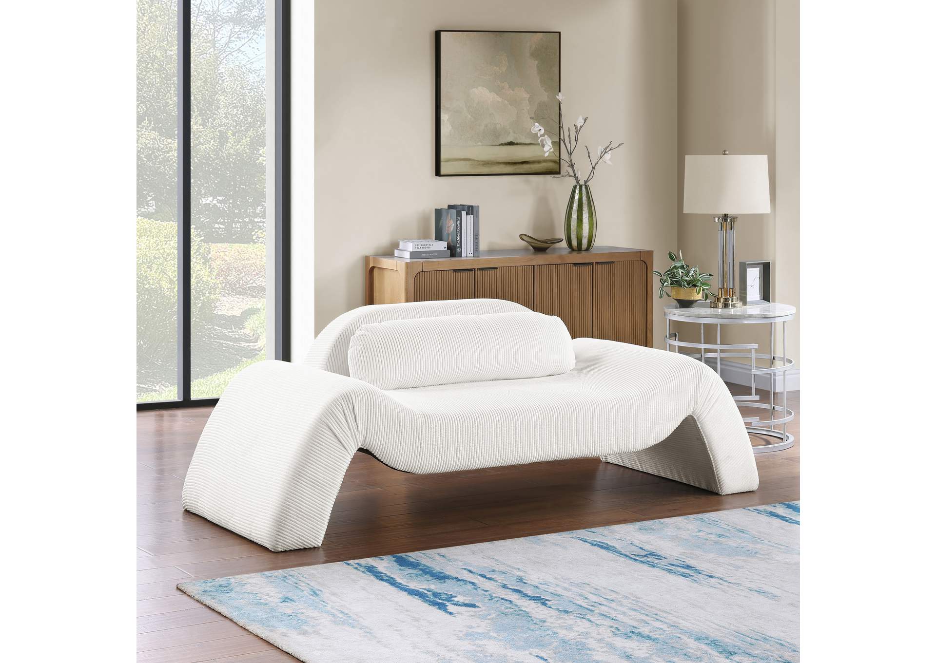 Austin Cream Corduroy Fabric Loveseat image 3