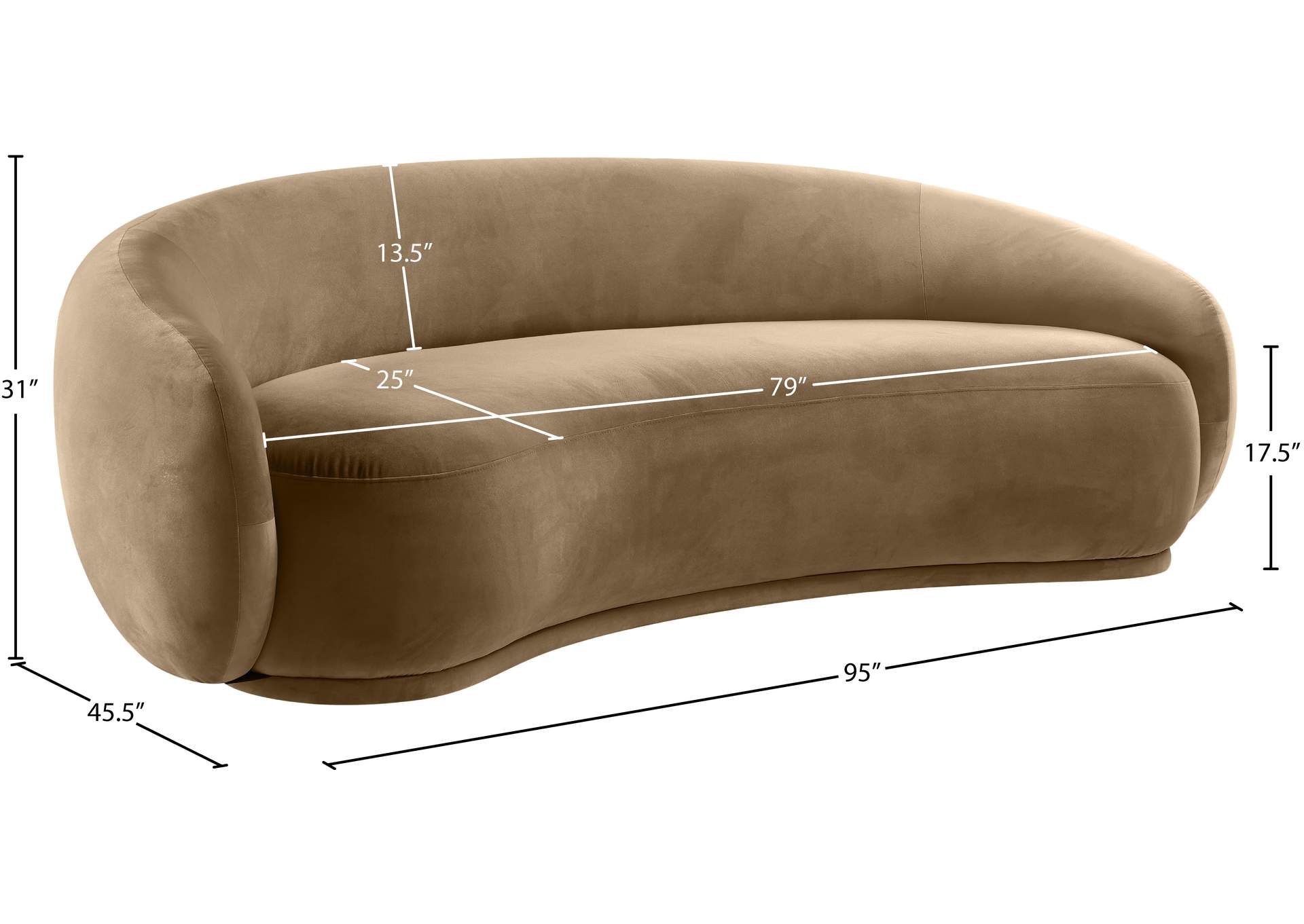 Emery Beige Velvet Sofa