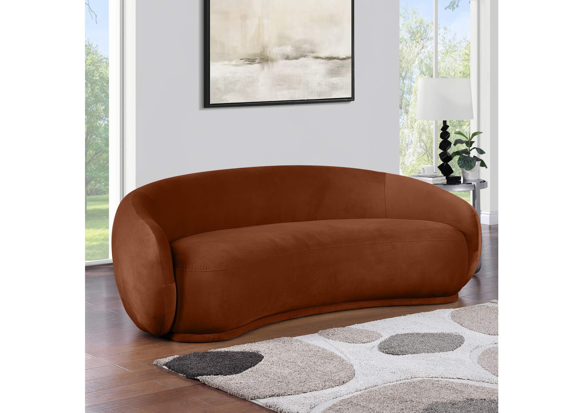 Emery Cognac Velvet Sofa