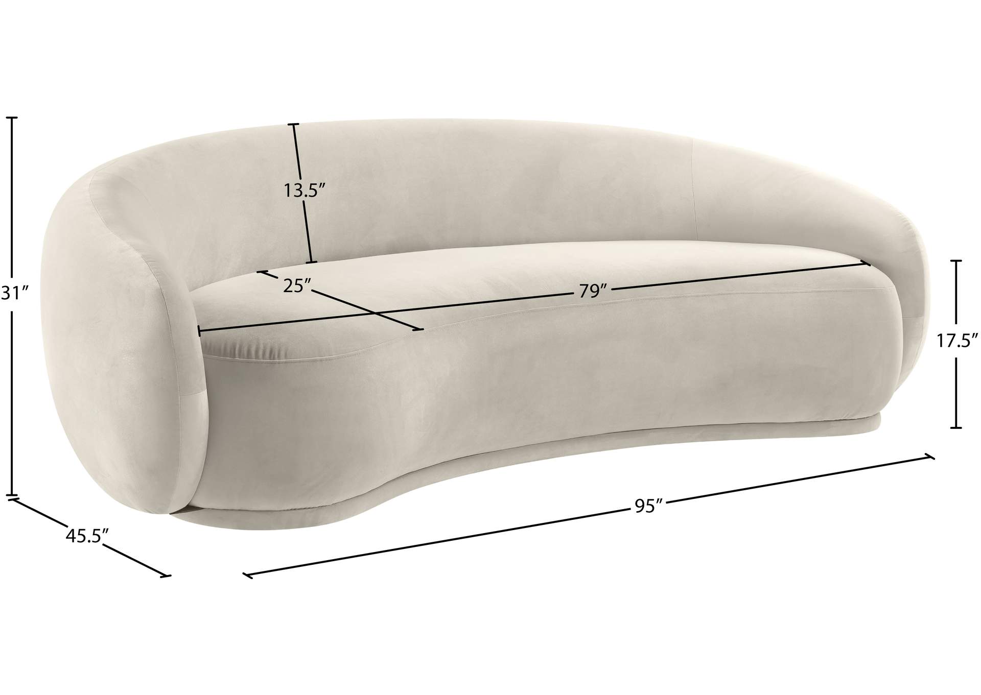 Emery Cream Velvet Sofa