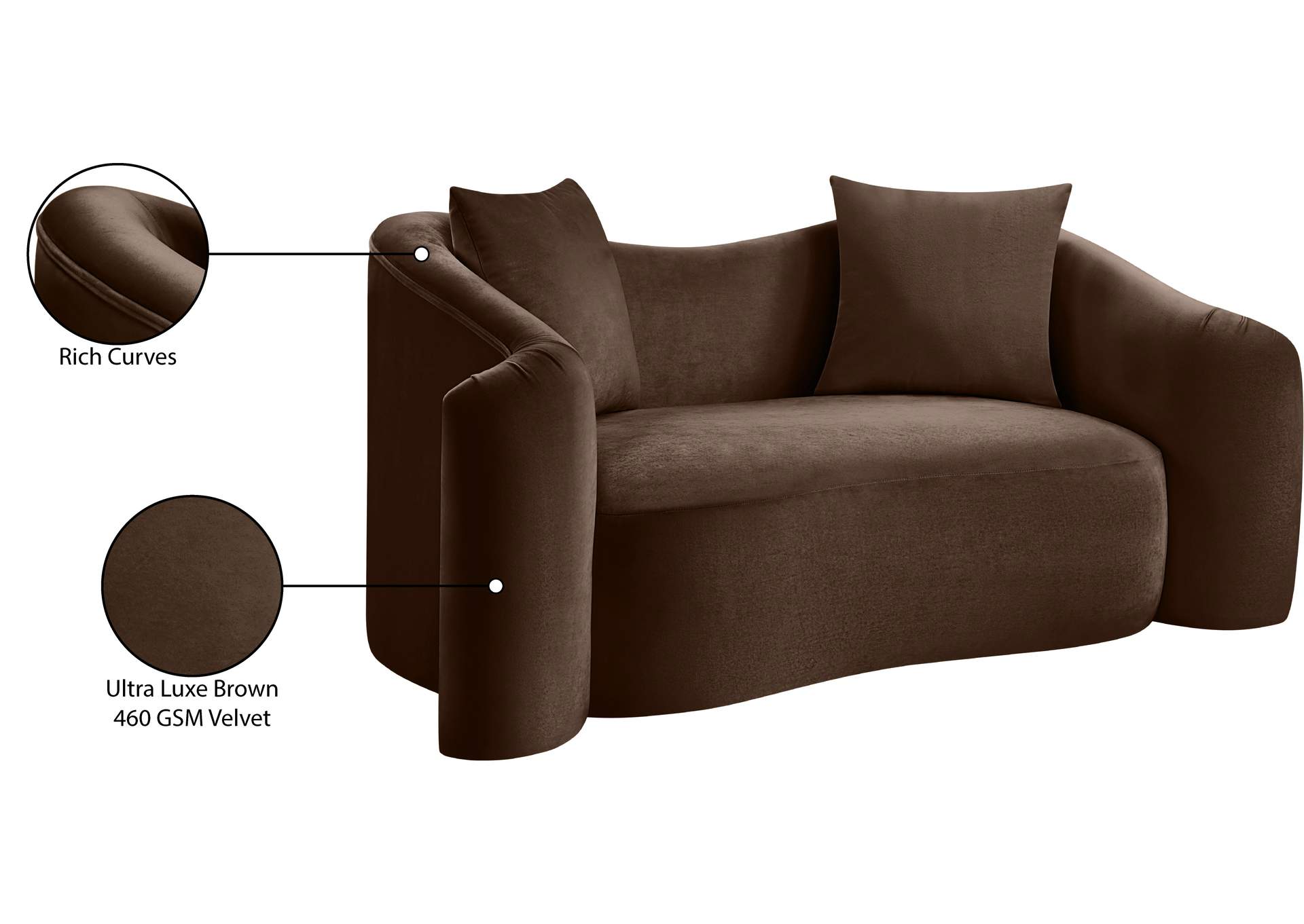 Destin Brown Velvet Loveseat