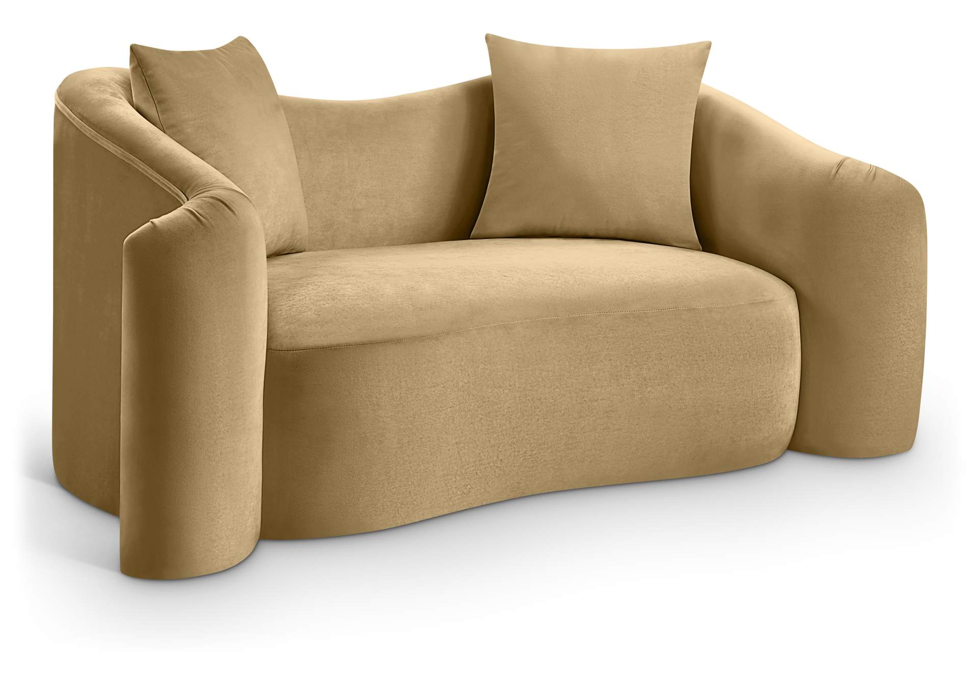 Destin Camel Velvet Loveseat image 1
