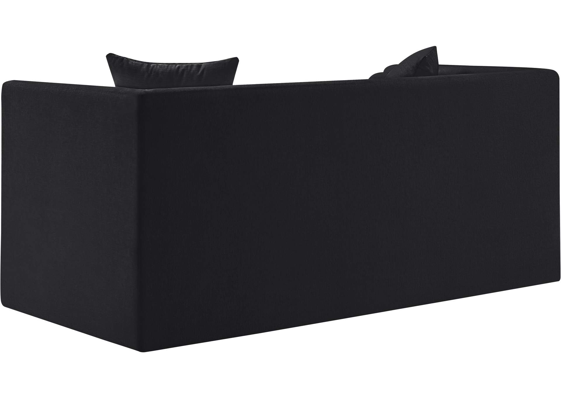 Everett Black Chenille Fabric Loveseat