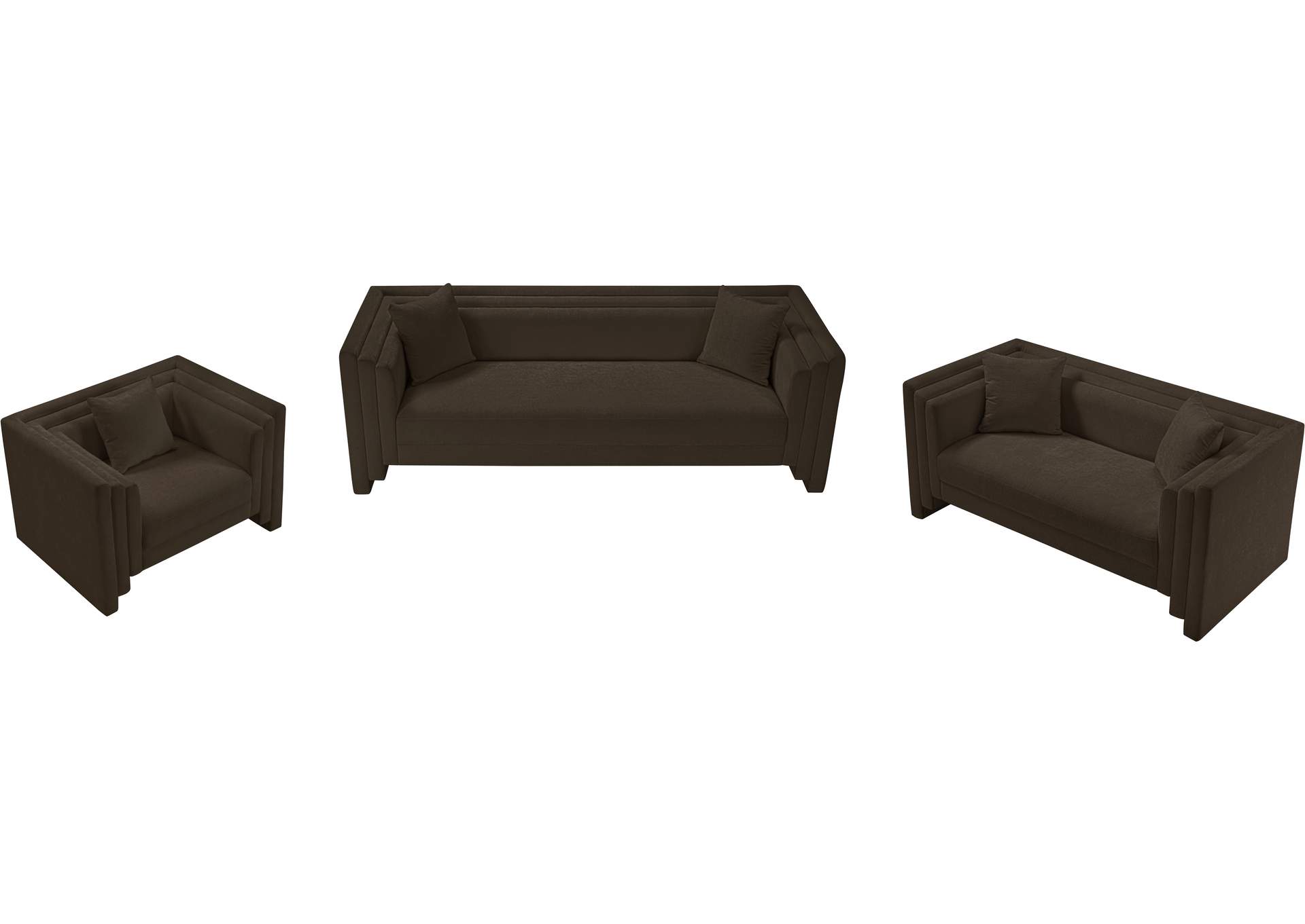 Everett Brown Chenille Fabric Loveseat