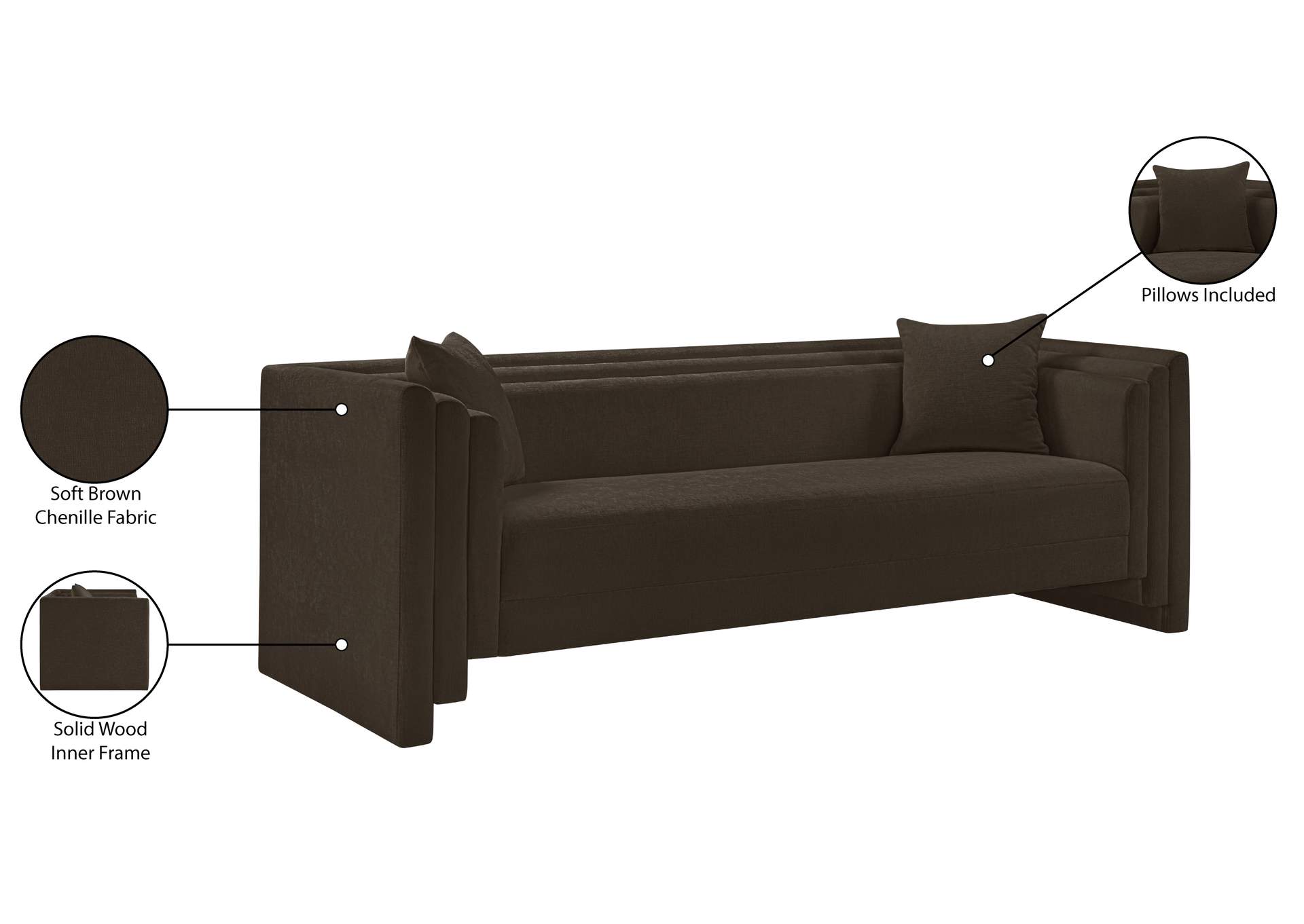 Everett Brown Chenille Fabric Sofa