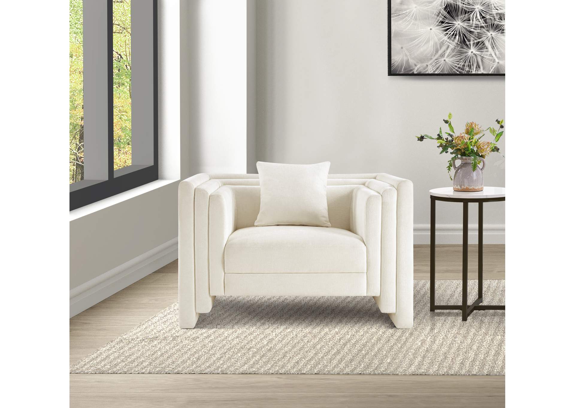 Everett Cream Chenille Fabric Chair