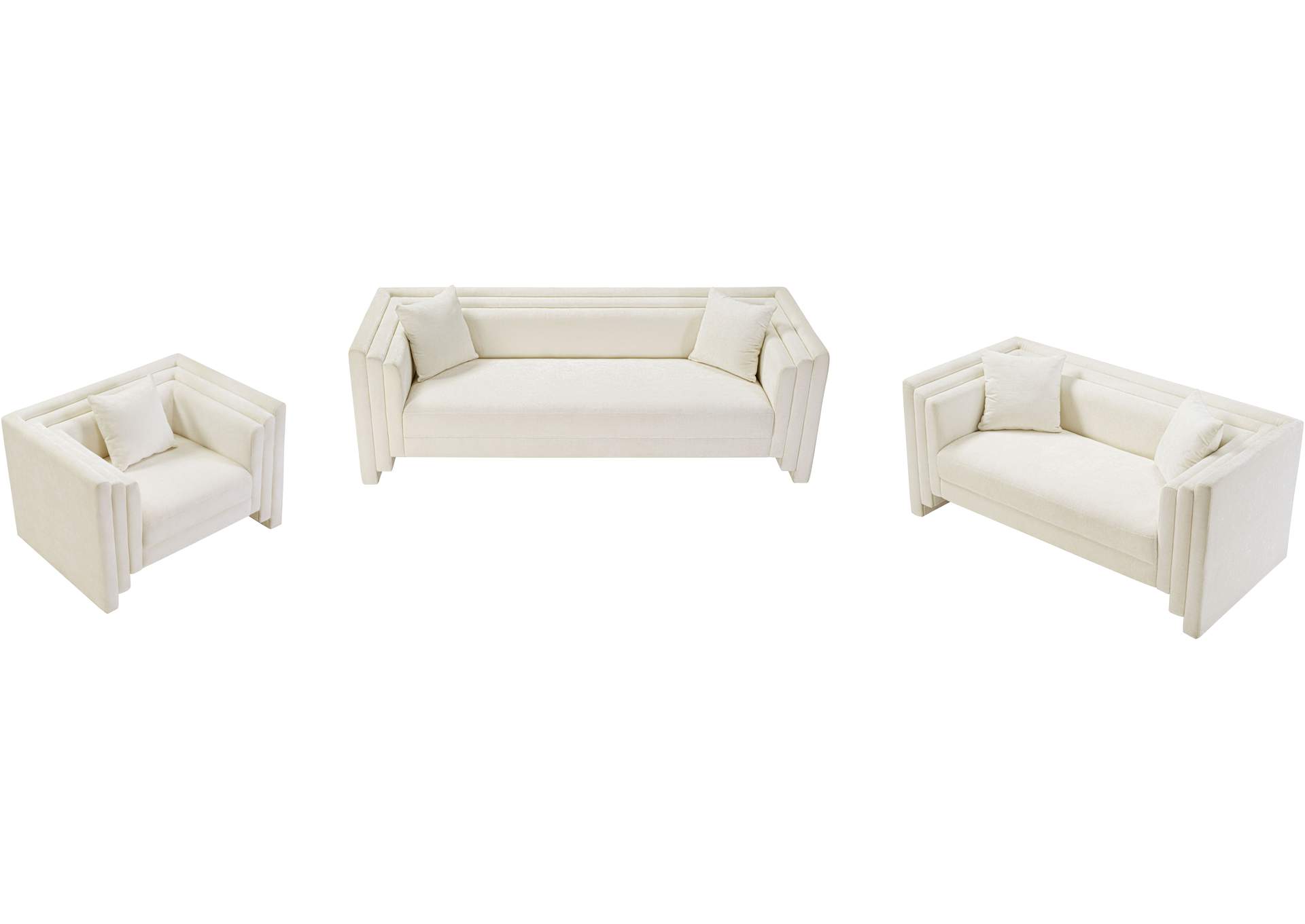 Everett 88. 5 Inch Cream Chenille Fabric Upholstered Sofa image 9