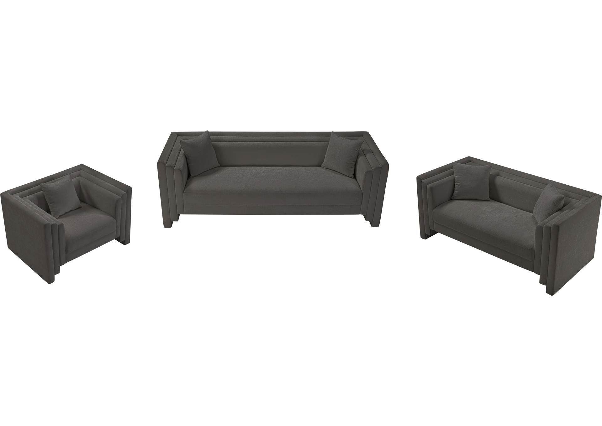 Everett Grey Chenille Fabric Loveseat