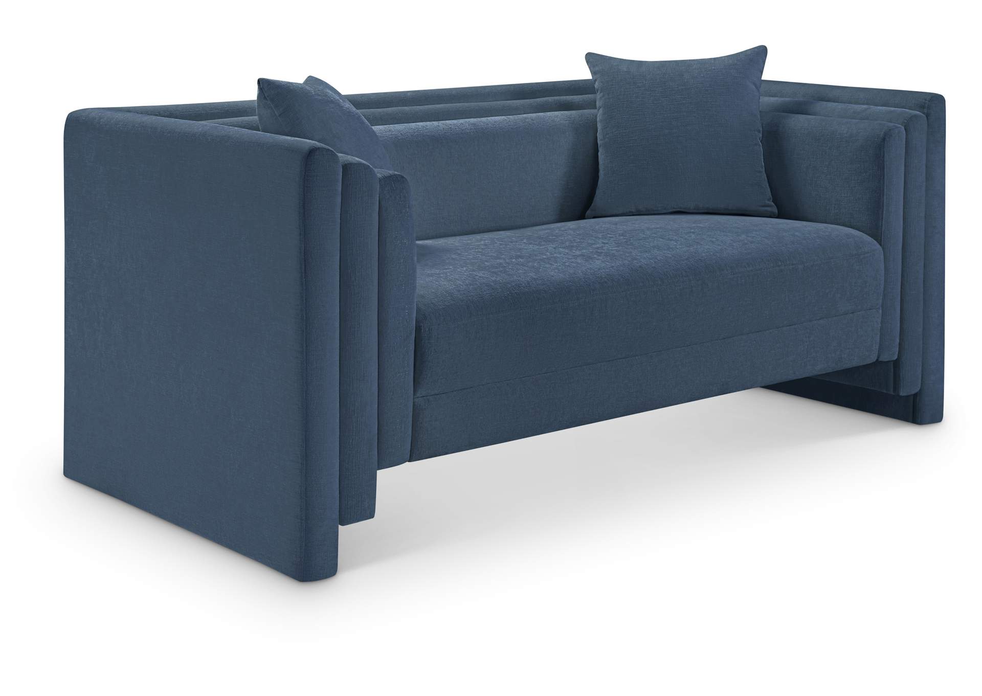 Everett Light Blue Chenille Fabric Loveseat