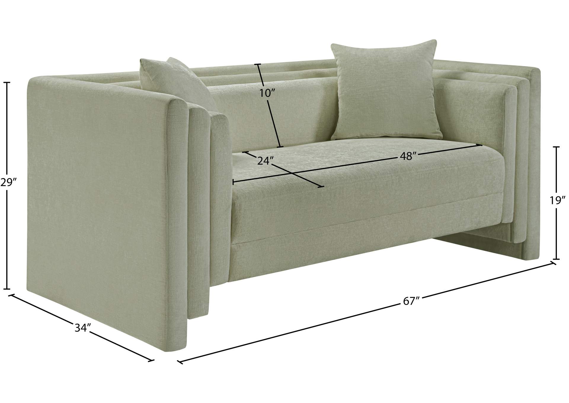 Everett Mint Chenille Fabric Loveseat