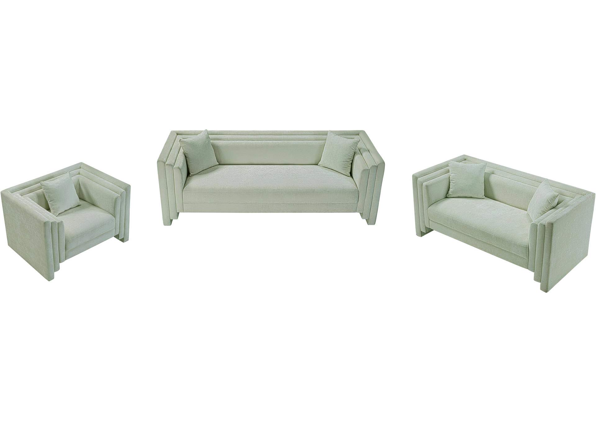 Everett 88. 5 Inch Mint Chenille Fabric Upholstered Sofa image 8