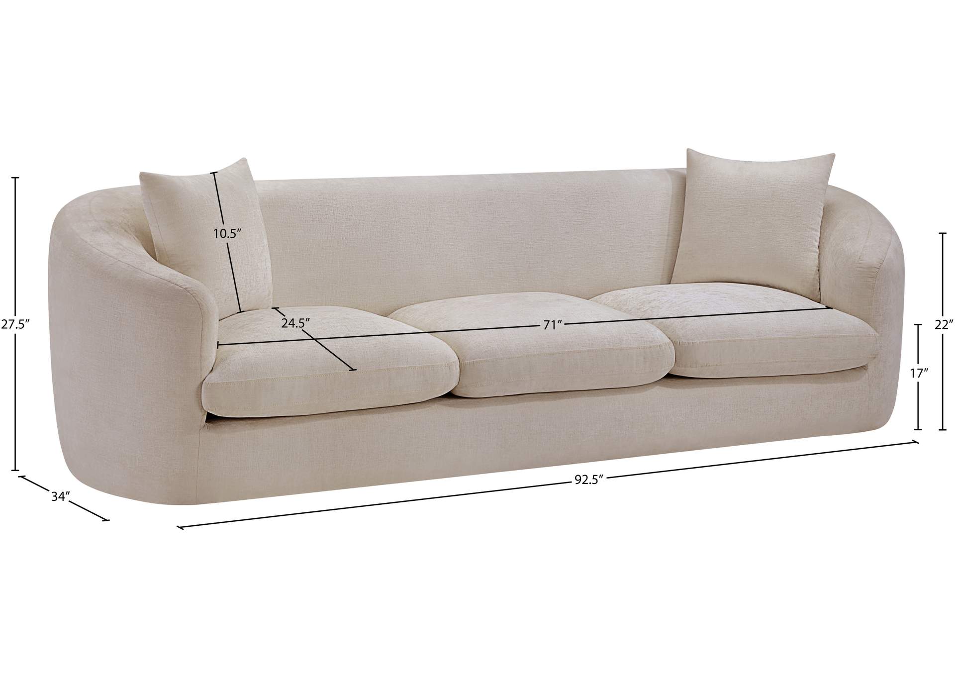 Penelope Beige Chenille Fabric Sofa