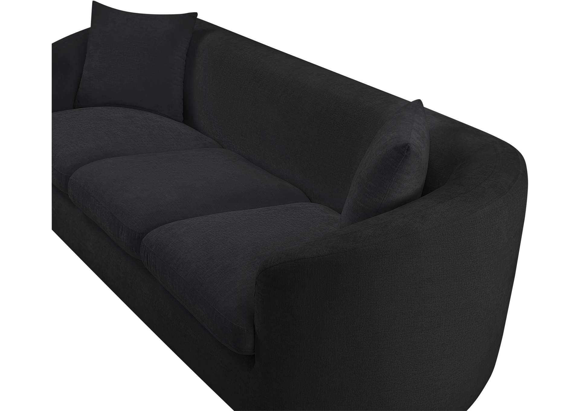 Penelope Black Chenille Fabric Sofa