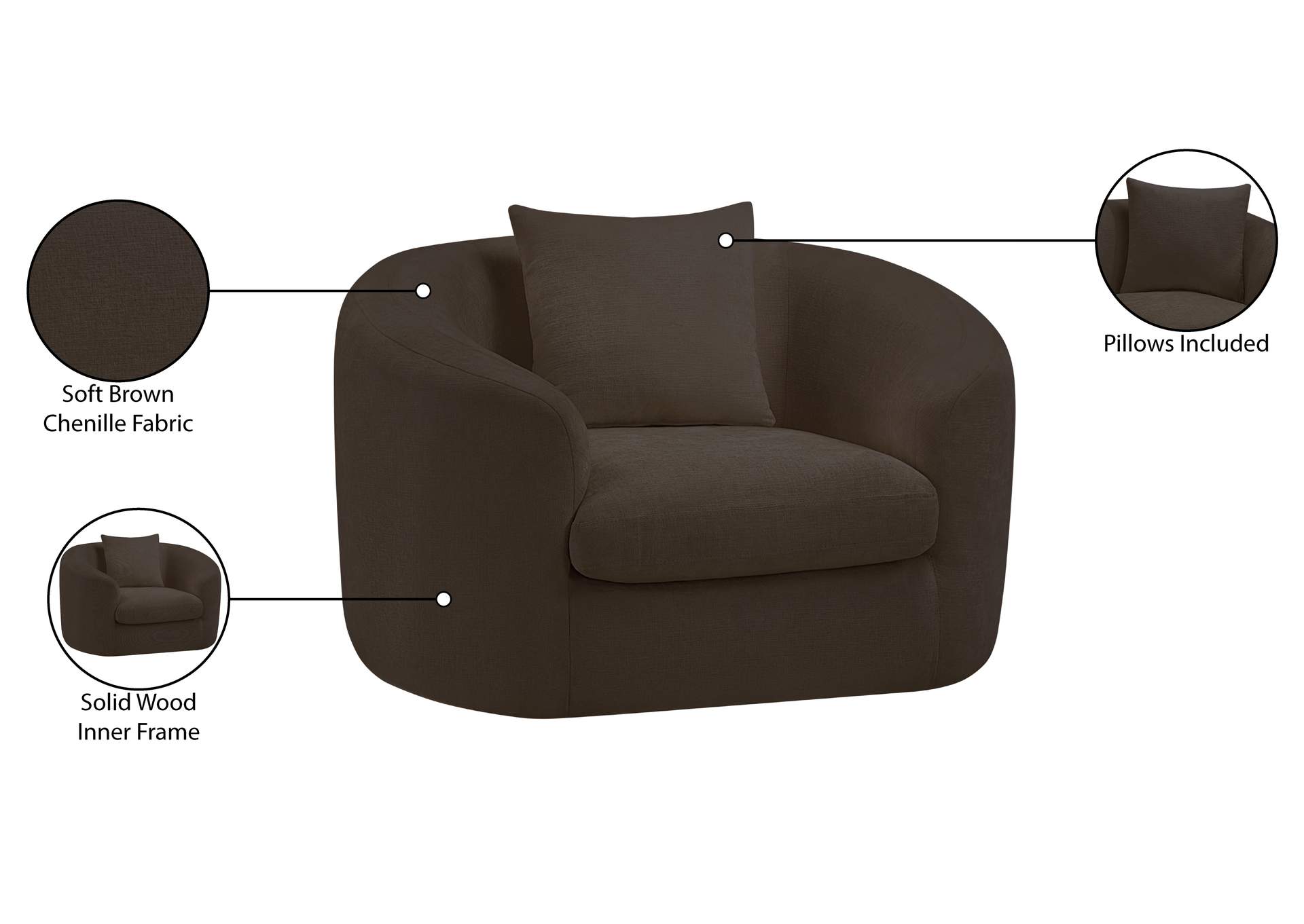Penelope Brown Chenille Fabric Chair