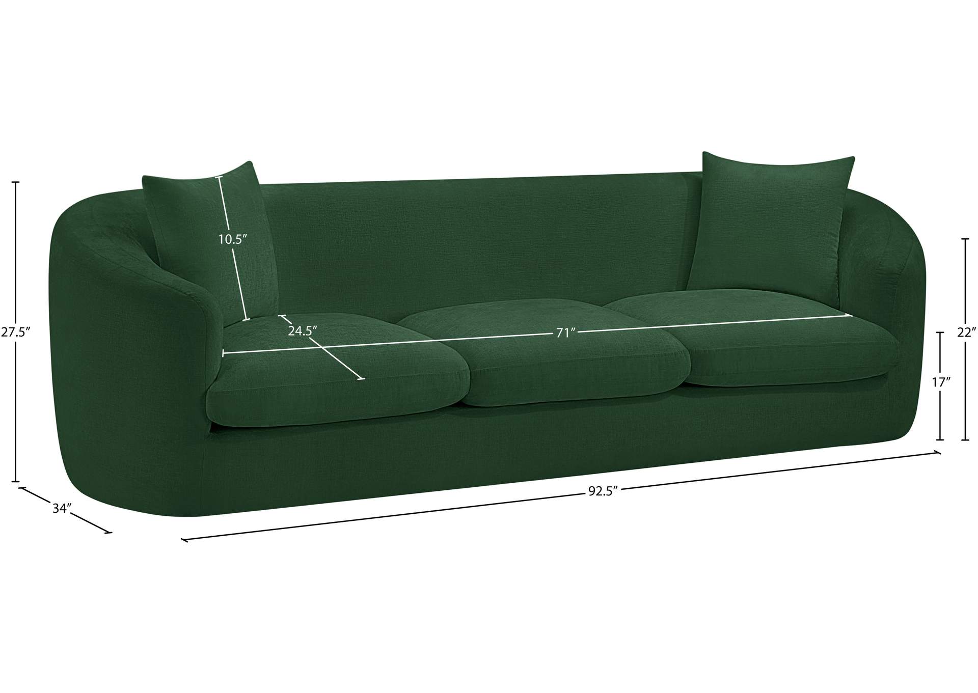 Penelope Green Chenille Fabric Sofa image 15