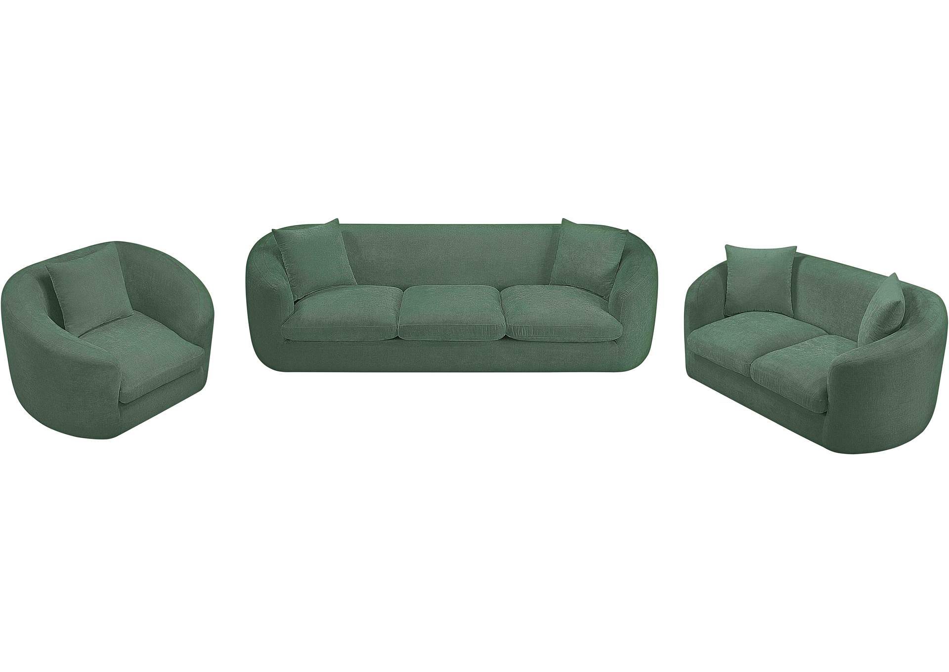 Penelope 92. 5 Inch Green Chenille Fabric Upholstered Sofa image 15
