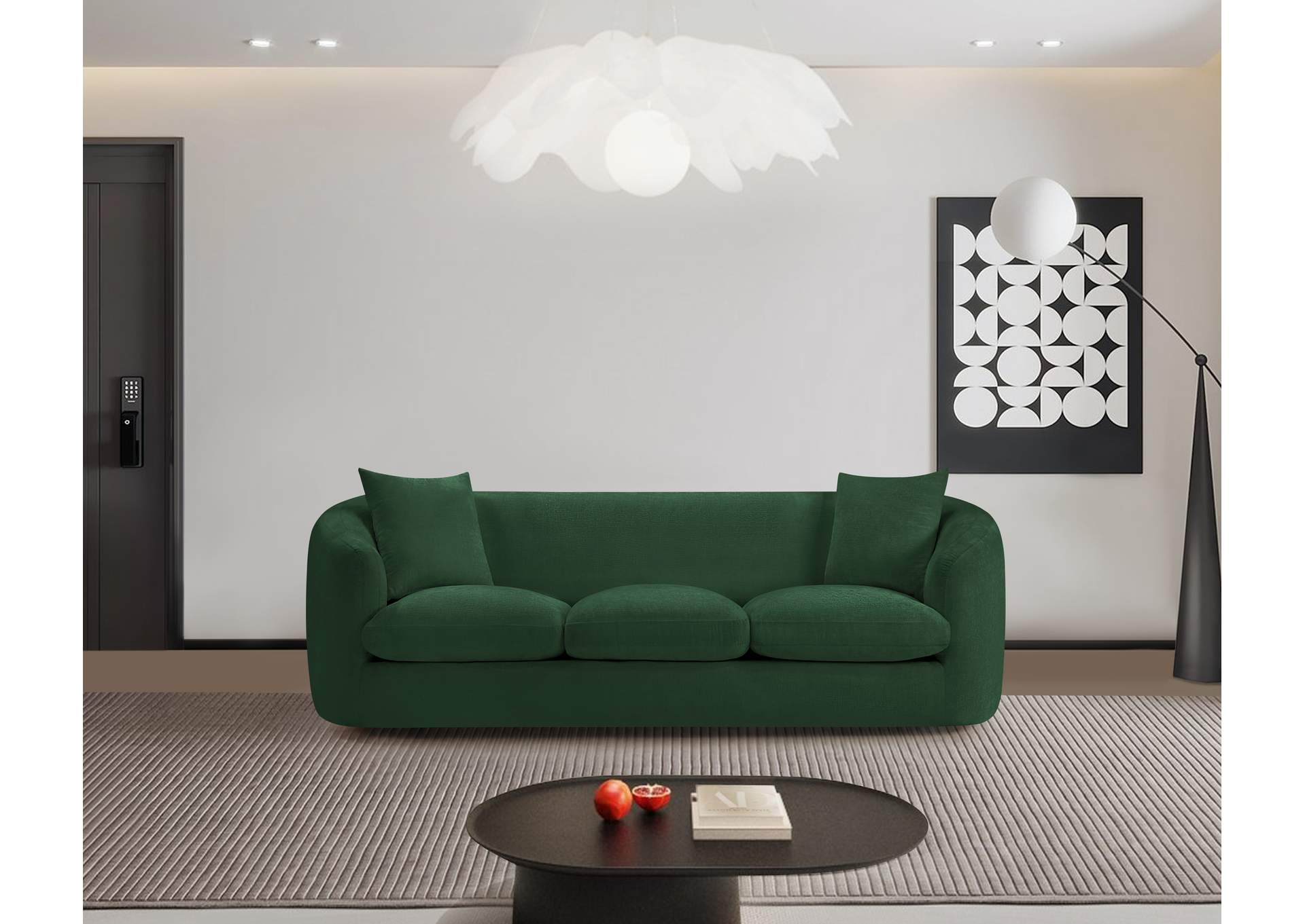 Penelope Green Chenille Fabric Sofa image 3