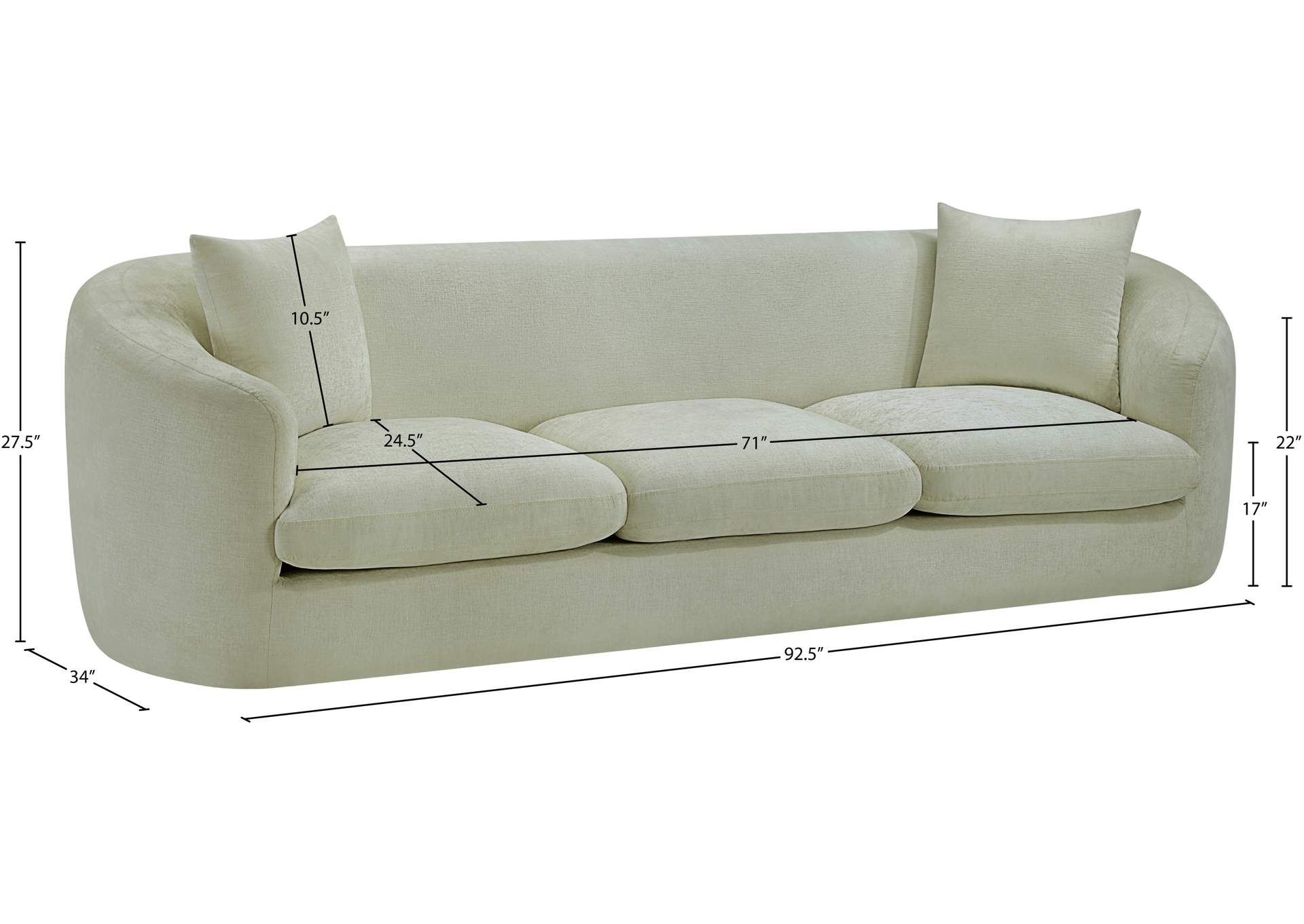 Penelope Mint Chenille Fabric Sofa image 15