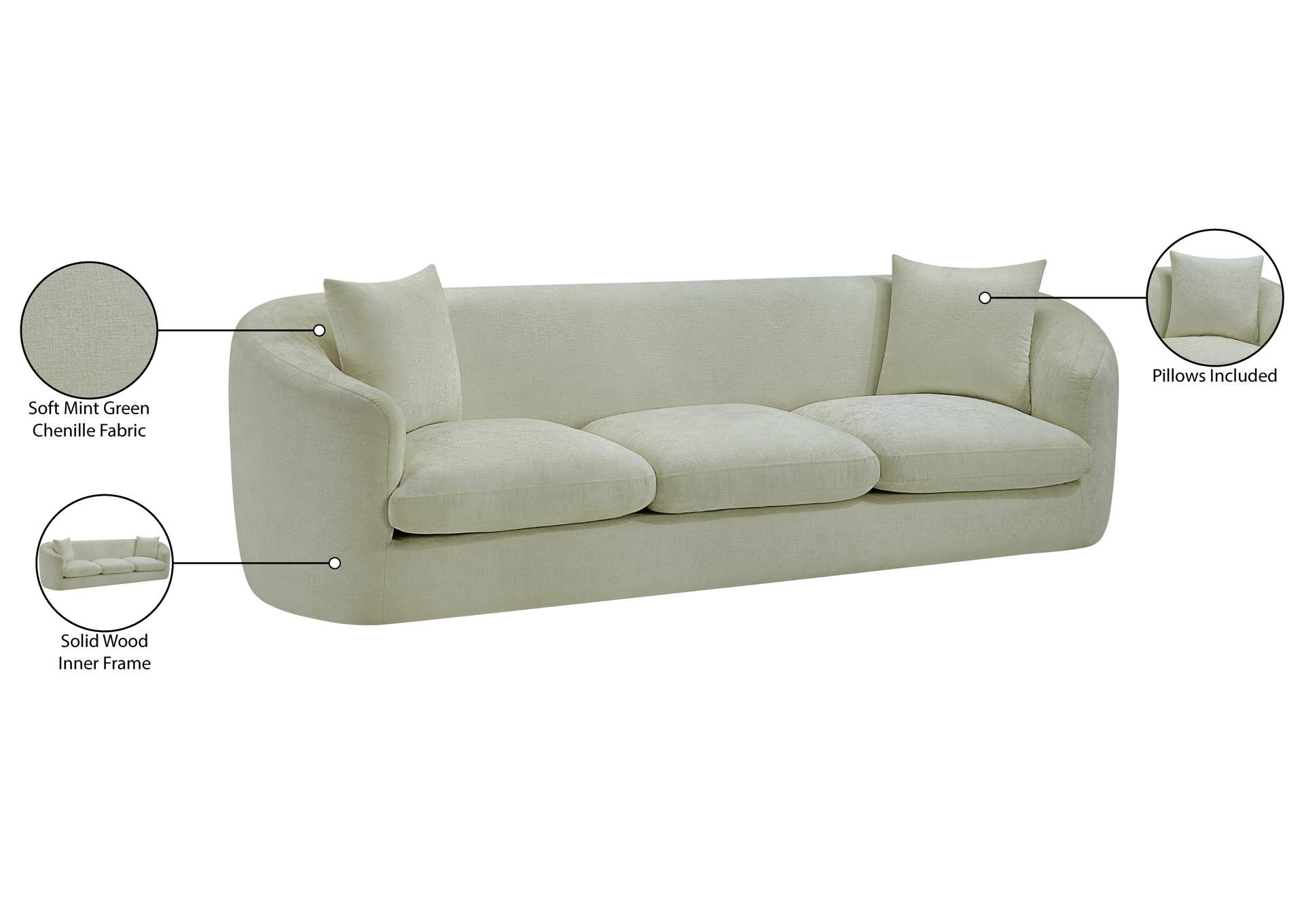 Penelope Mint Chenille Fabric Sofa image 16