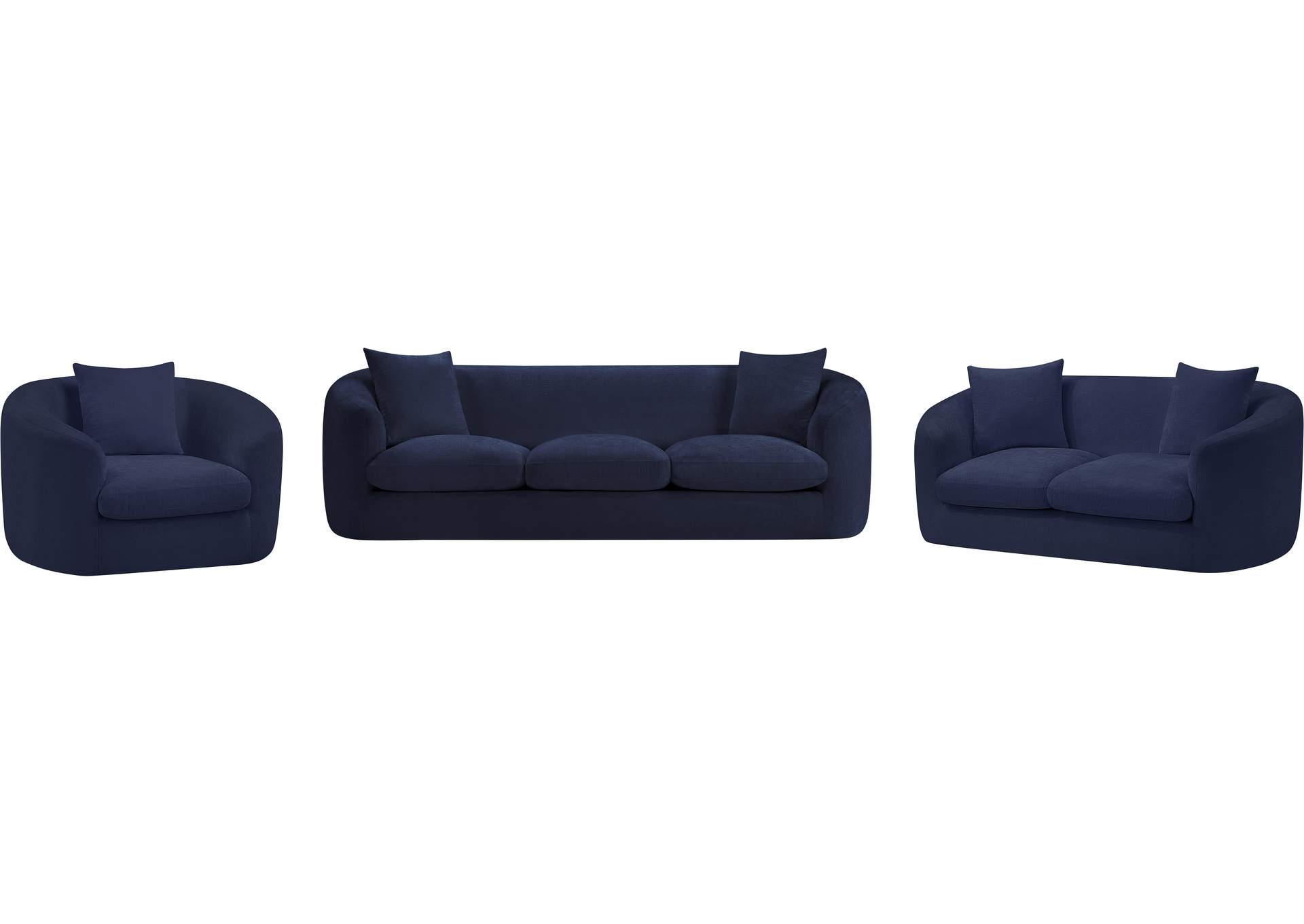 Penelope Navy Chenille Fabric Loveseat