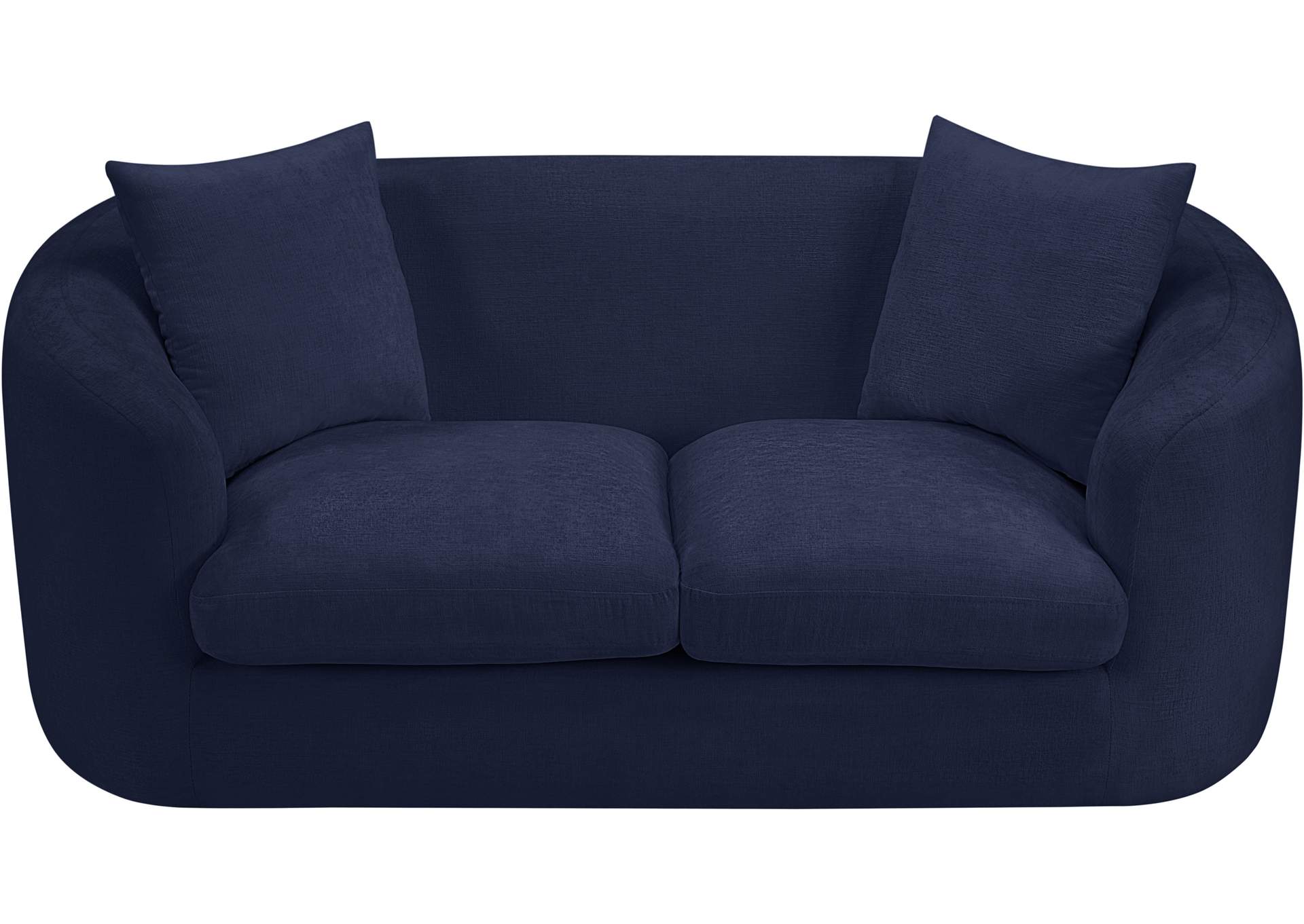 Penelope Navy Chenille Fabric Loveseat