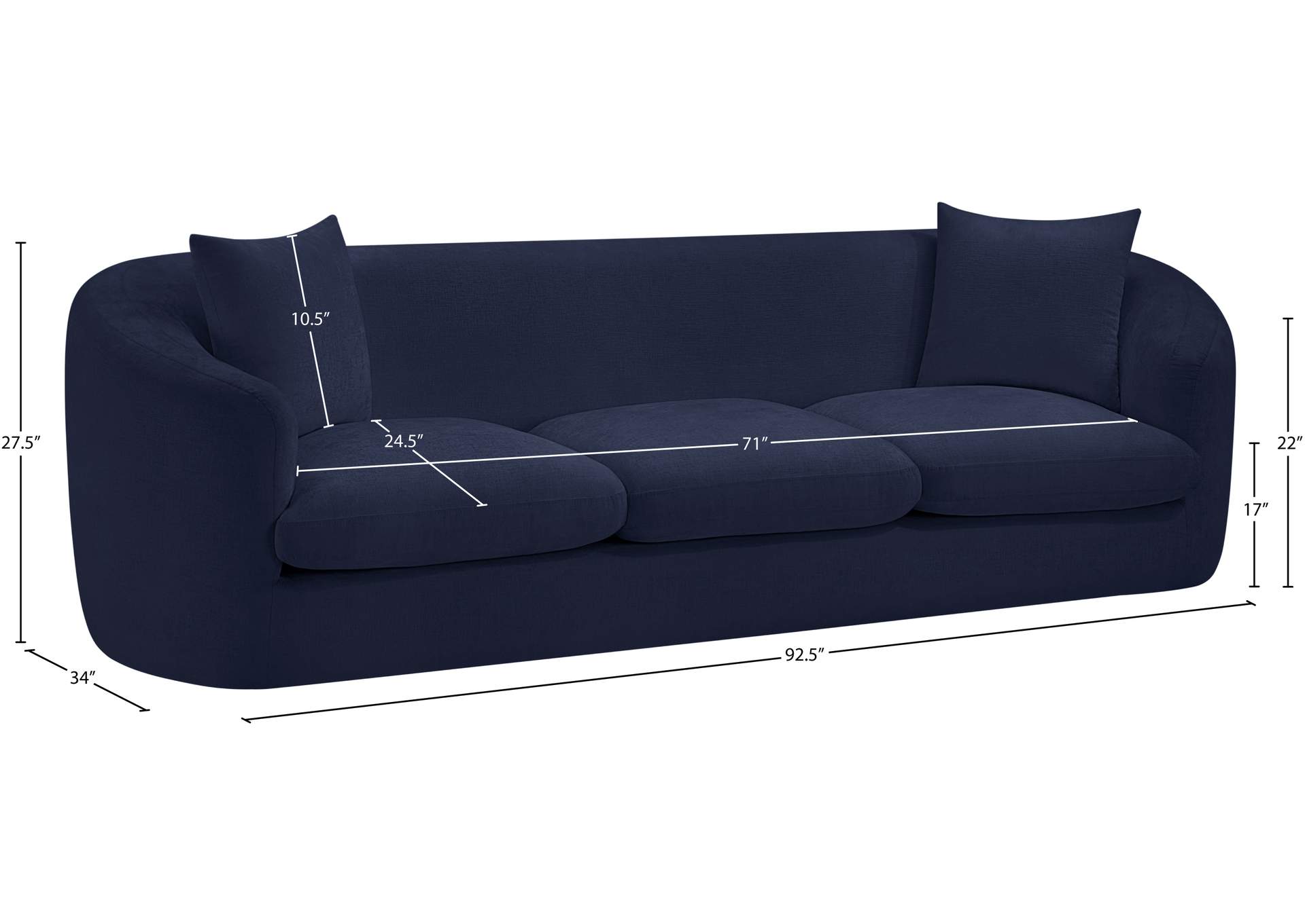 Penelope Navy Chenille Fabric Sofa image 15