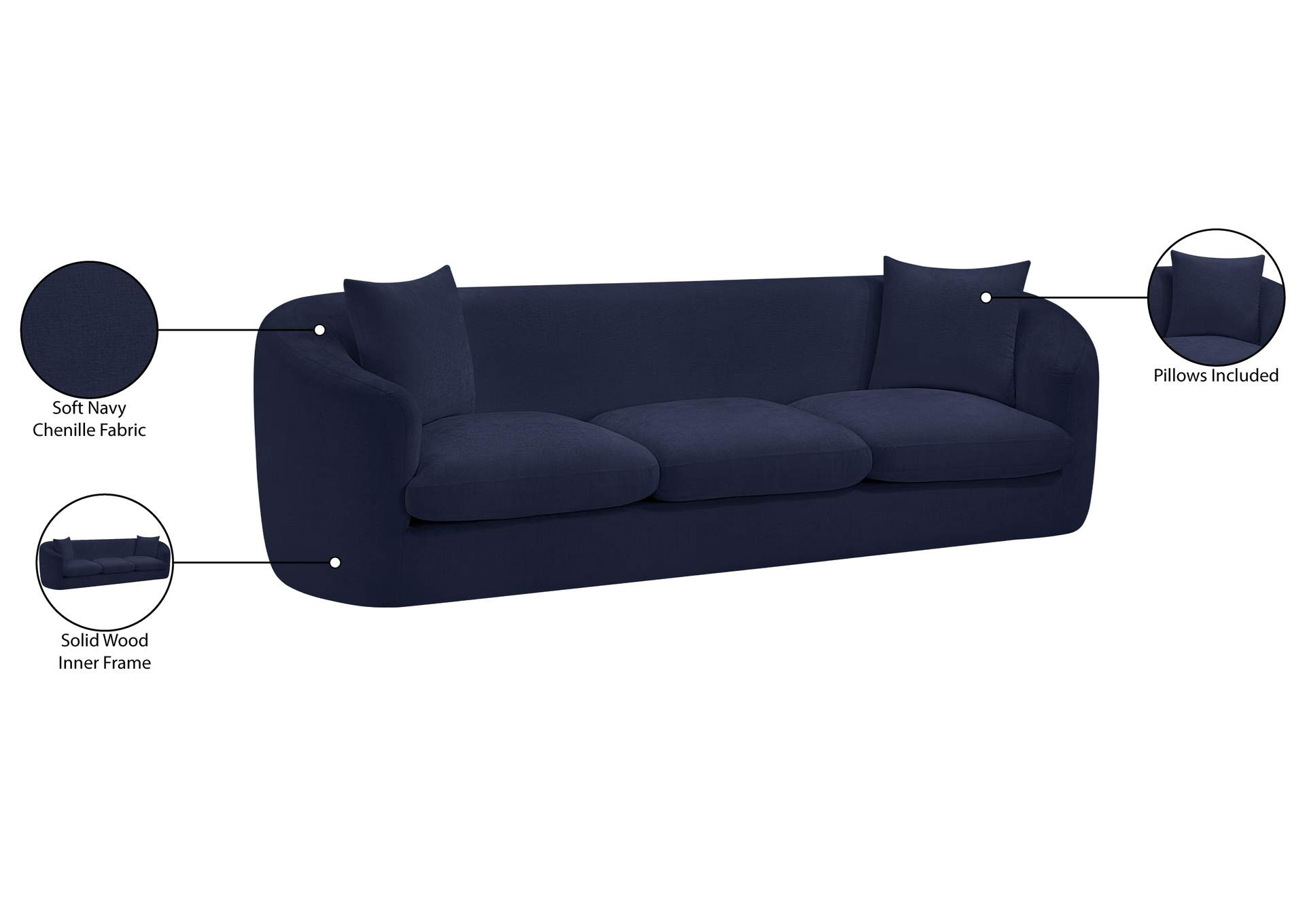 Penelope Navy Chenille Fabric Sofa image 16