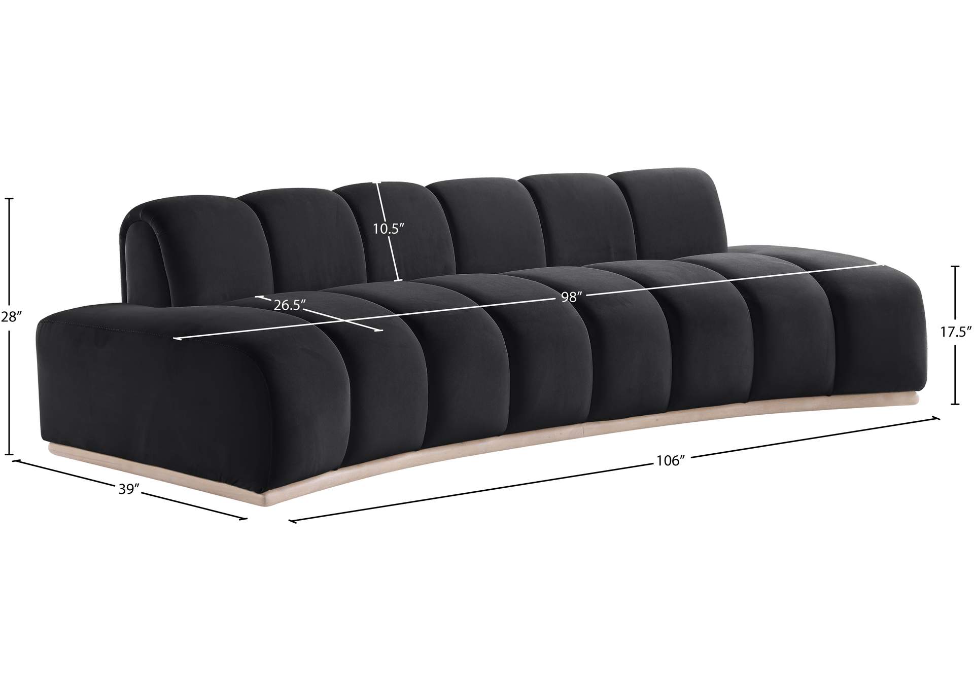 Jace Black Velvet Sofa
