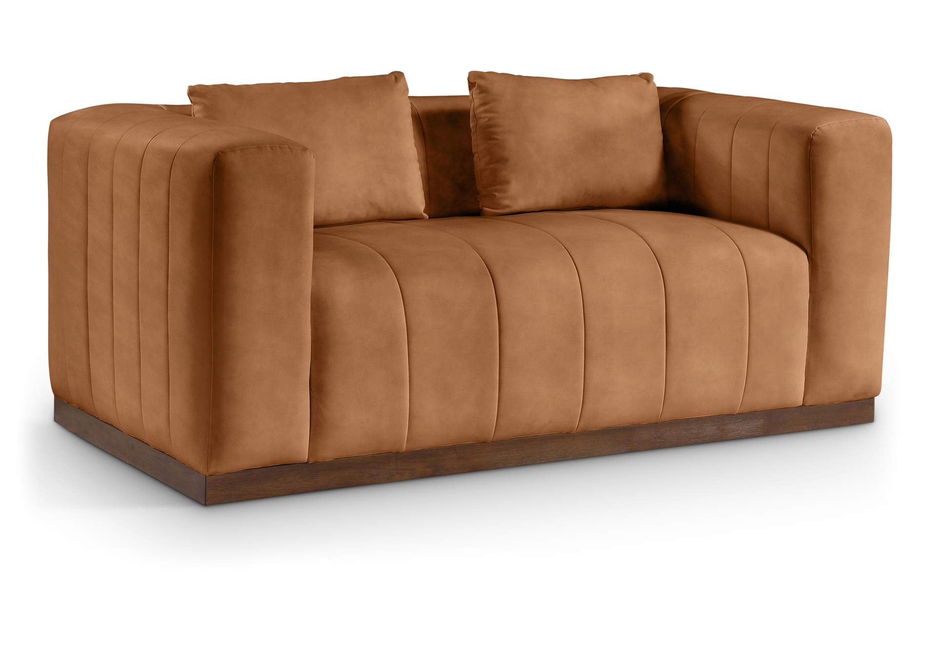 Mallina Cognac Vegan Leather Loveseat