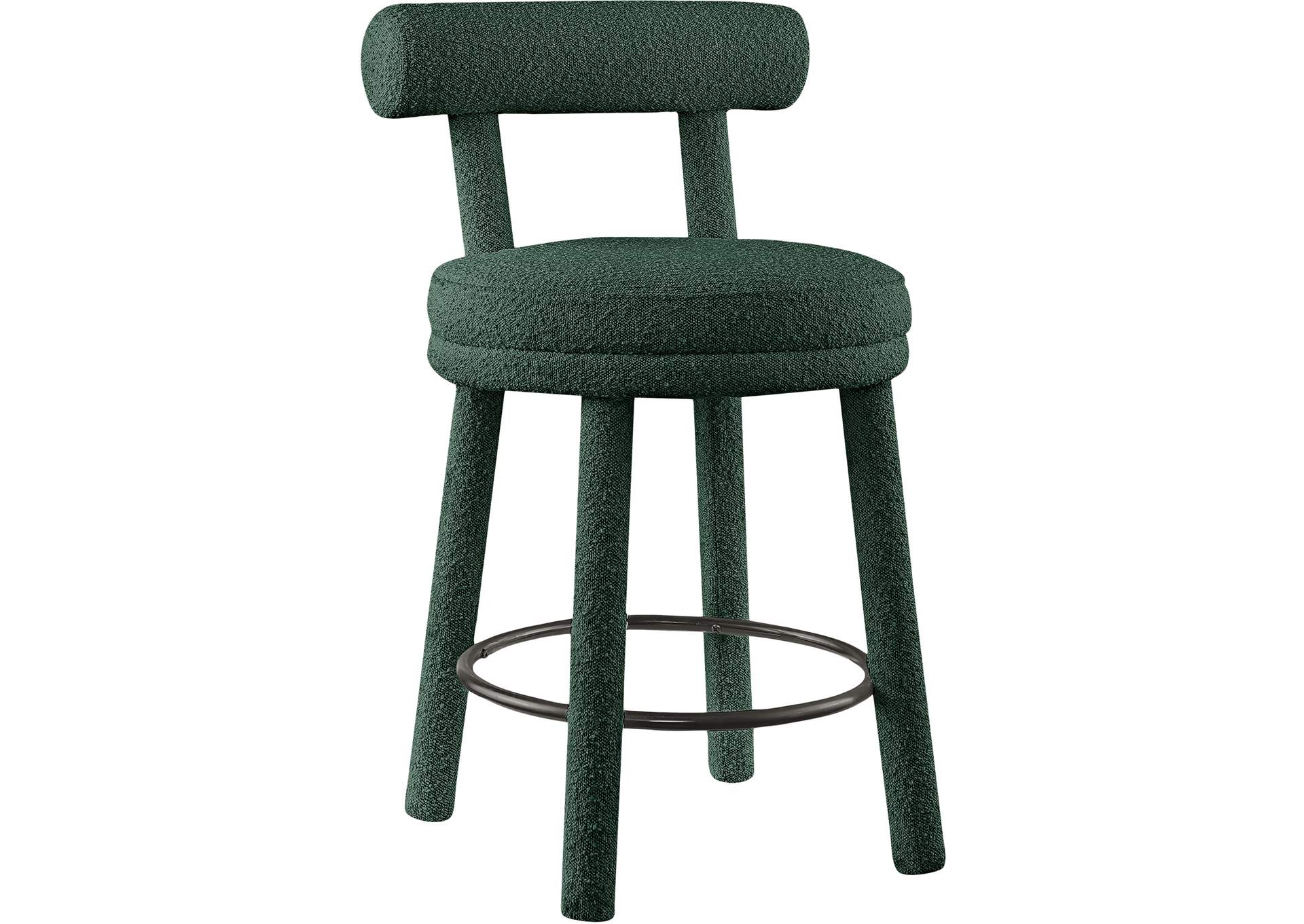 Parlor Green Boucle Fabric Stool
