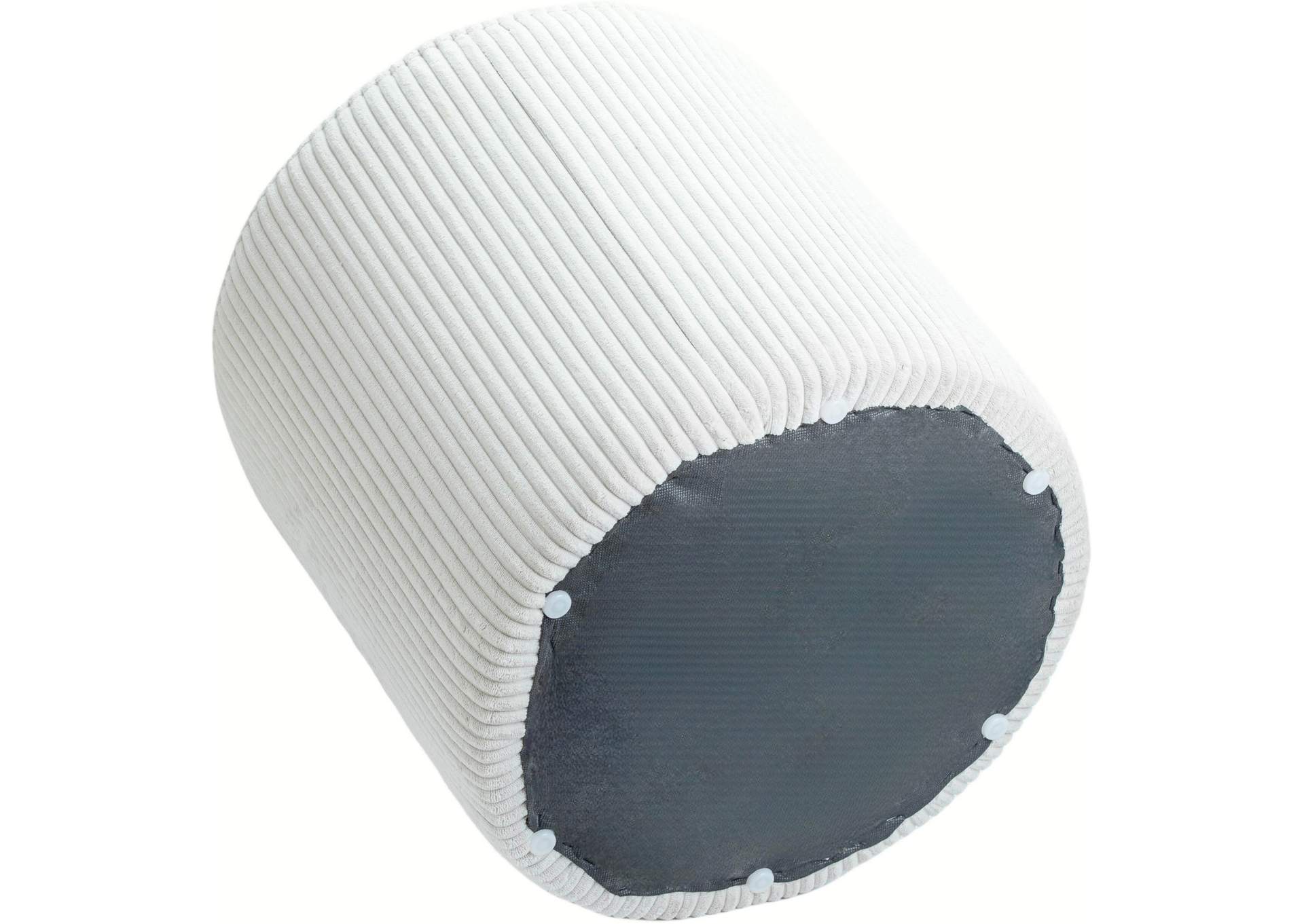 Roy Cream Microsuede Fabric Ottoman - Stool