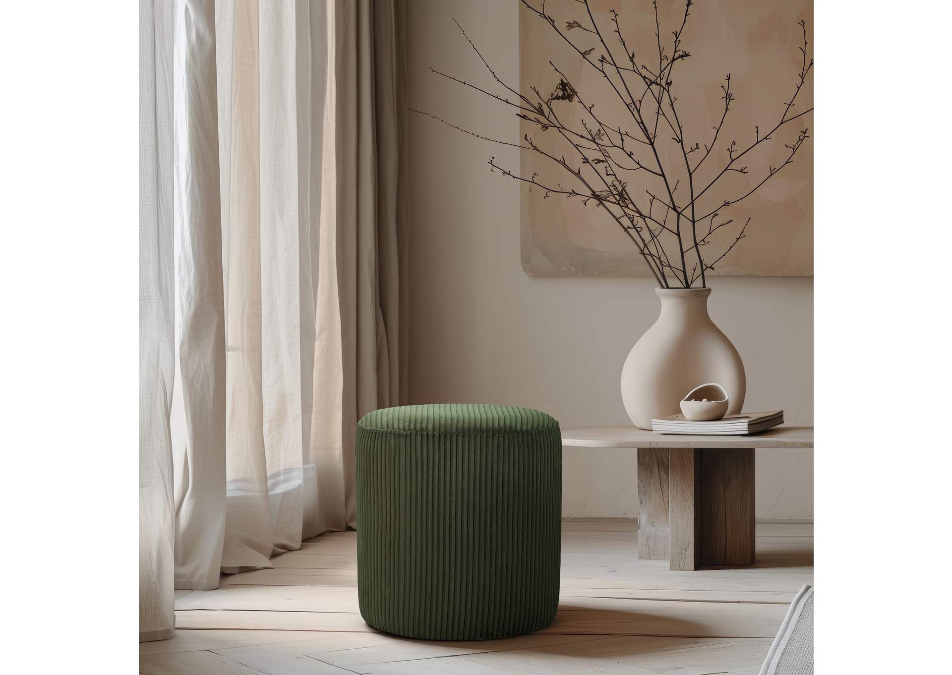 Roy Green Microsuede Fabric Ottoman - Stool