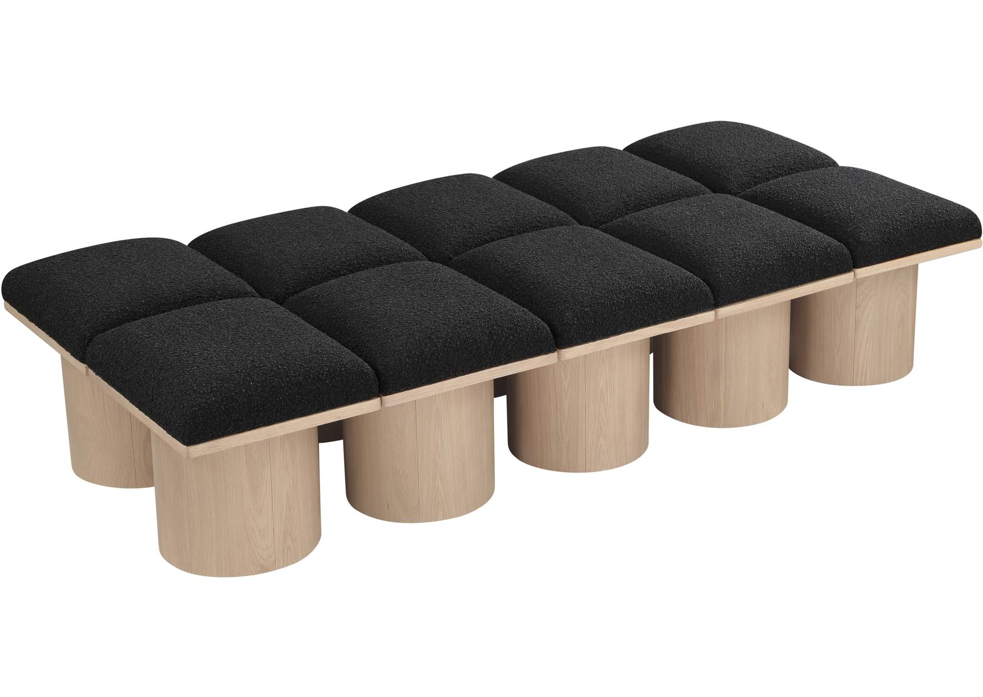 Pavilion Black Boucle Fabric Bench
