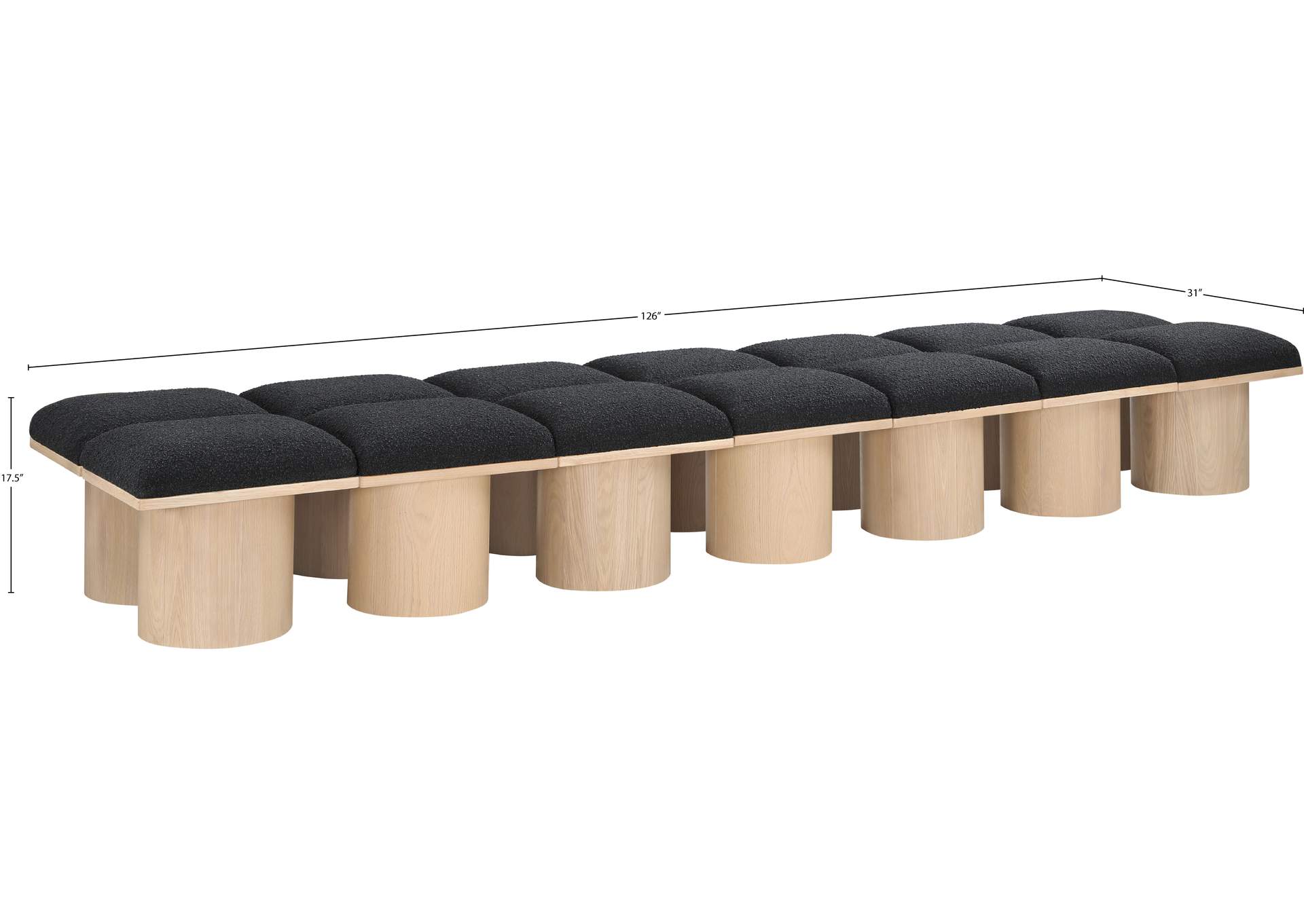 Pavilion Black Boucle Fabric Bench