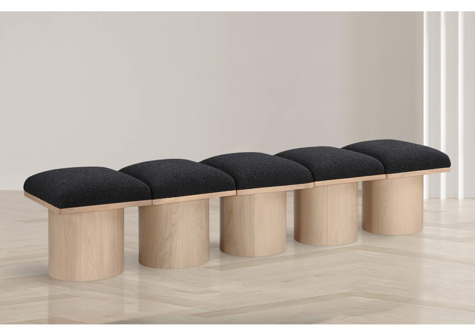 Pavilion Black Boucle Fabric Bench