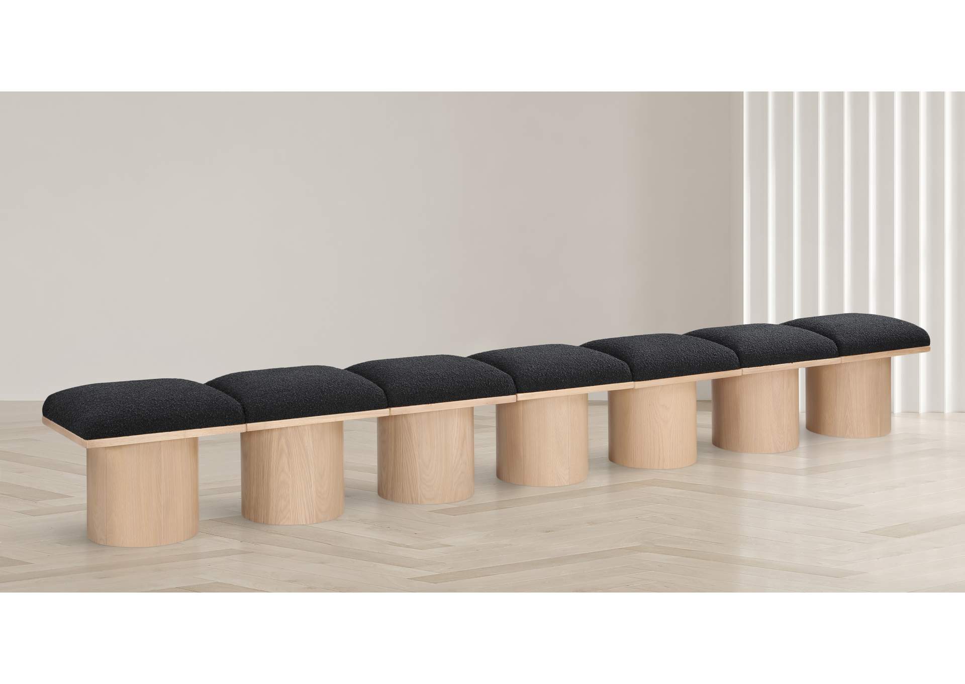 Pavilion Black Boucle Fabric Bench
