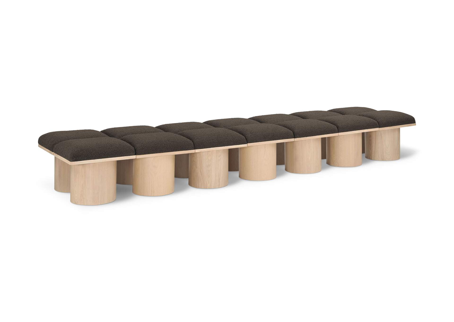 Pavilion Brown Boucle Fabric Bench