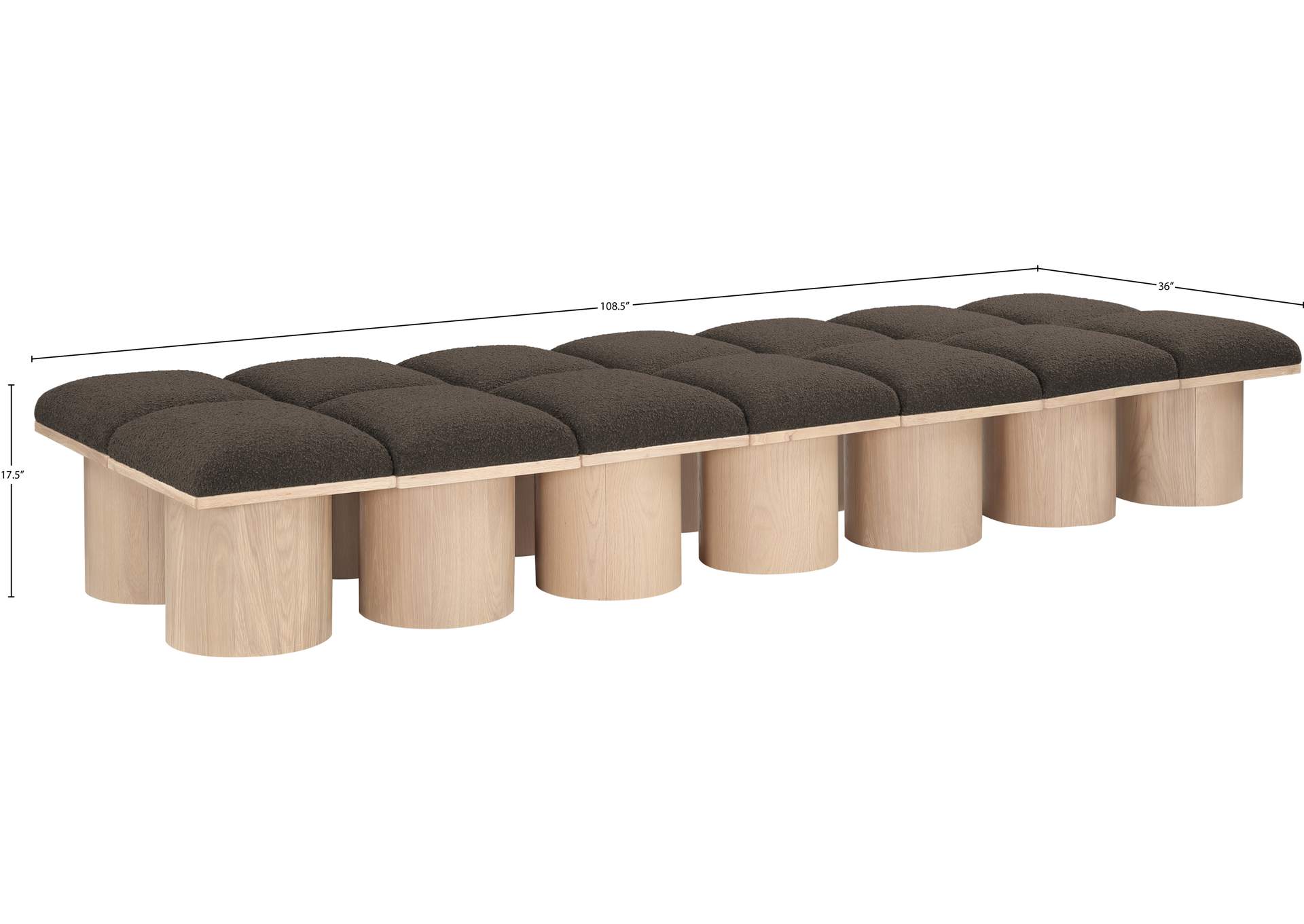 Pavilion Brown Boucle Fabric Bench image 8