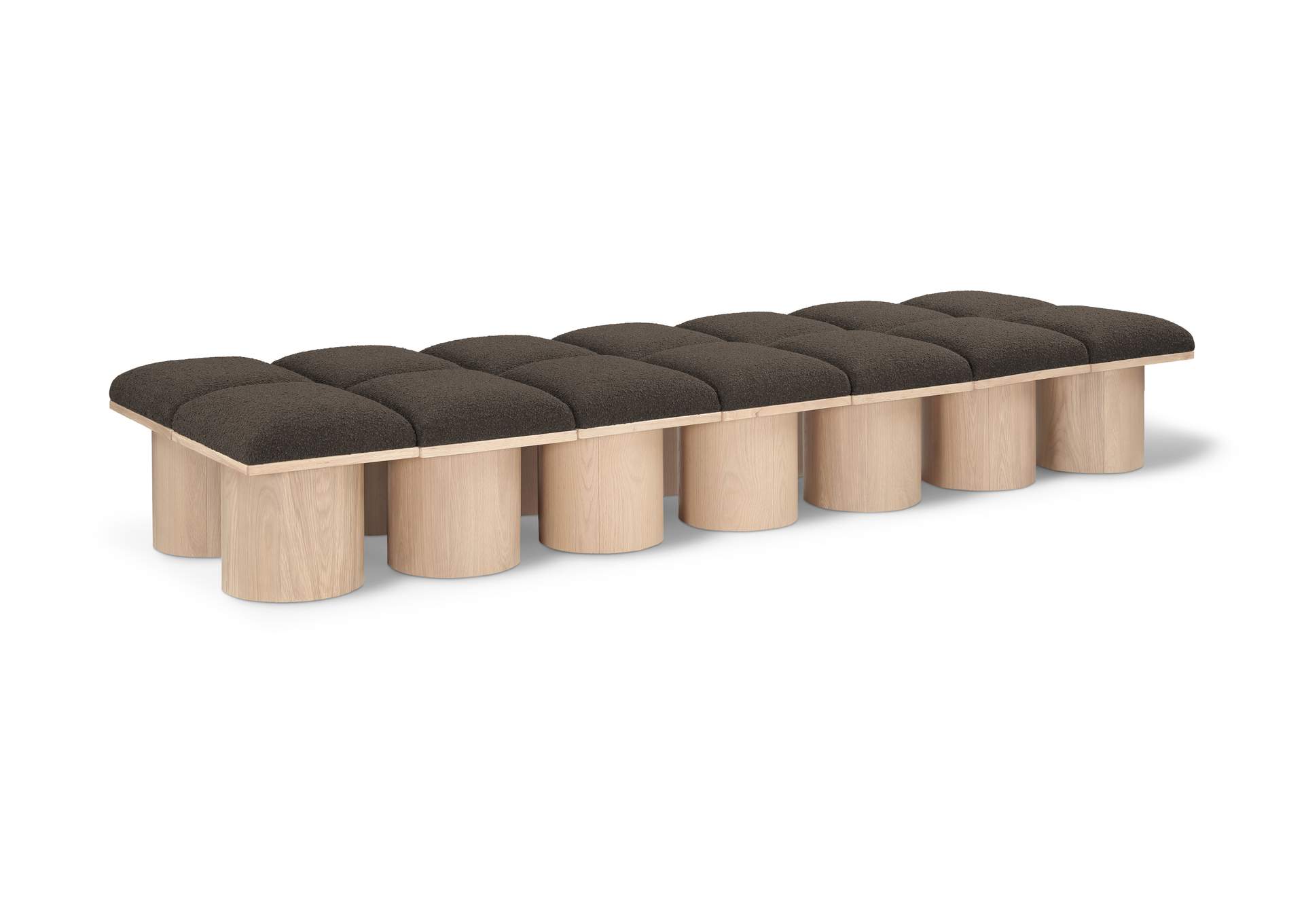Pavilion Brown Boucle Fabric Bench image 1
