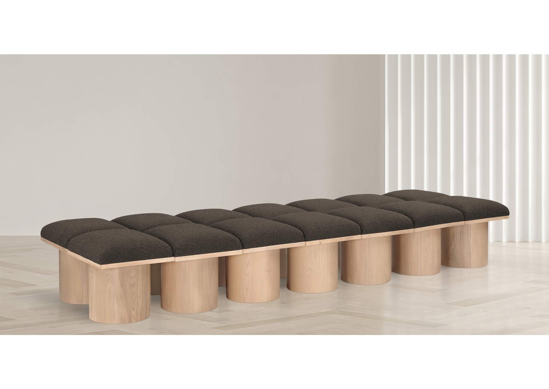 Pavilion Brown Boucle Fabric Bench image 3