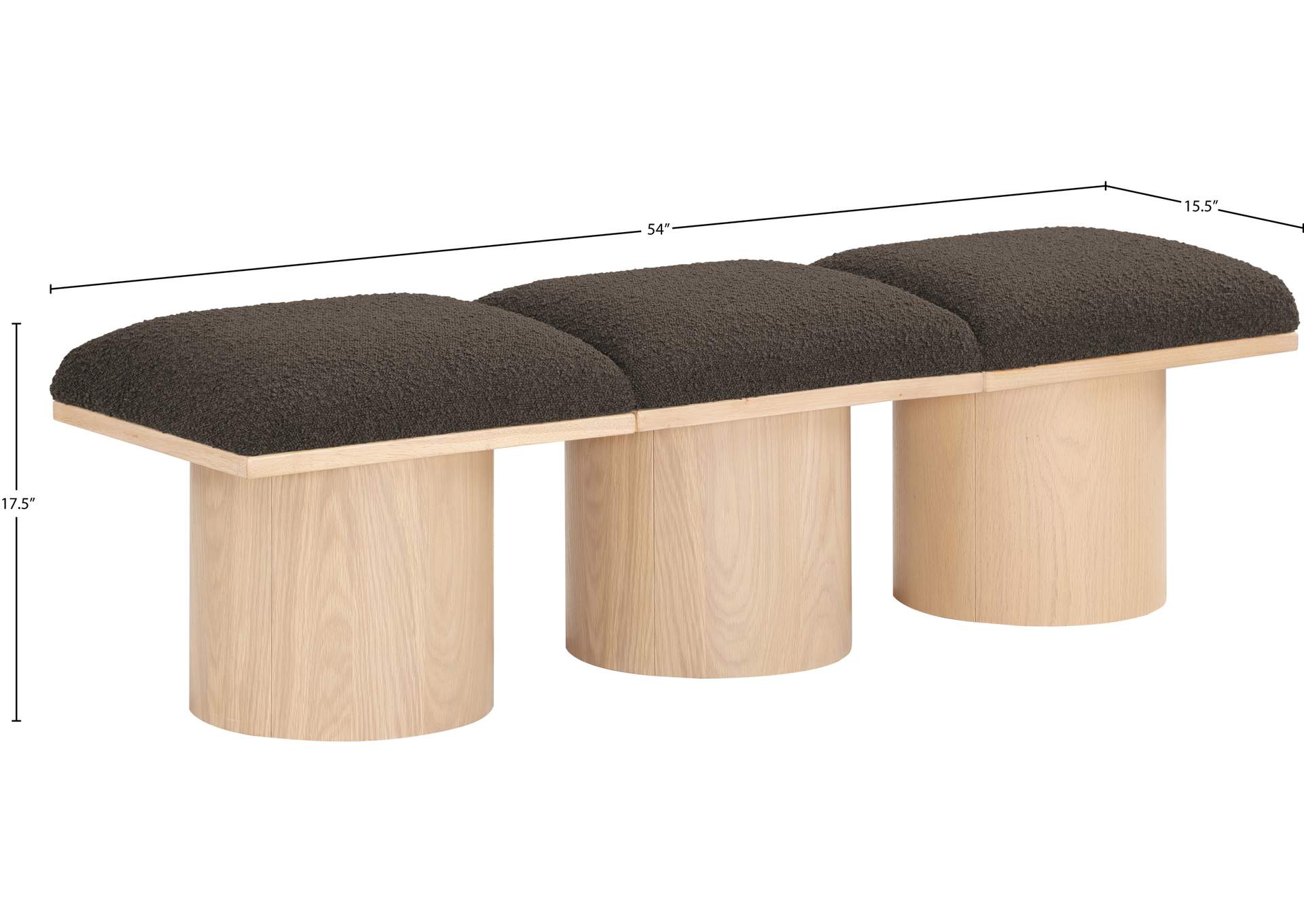 Pavilion Brown Boucle Fabric Bench image 8