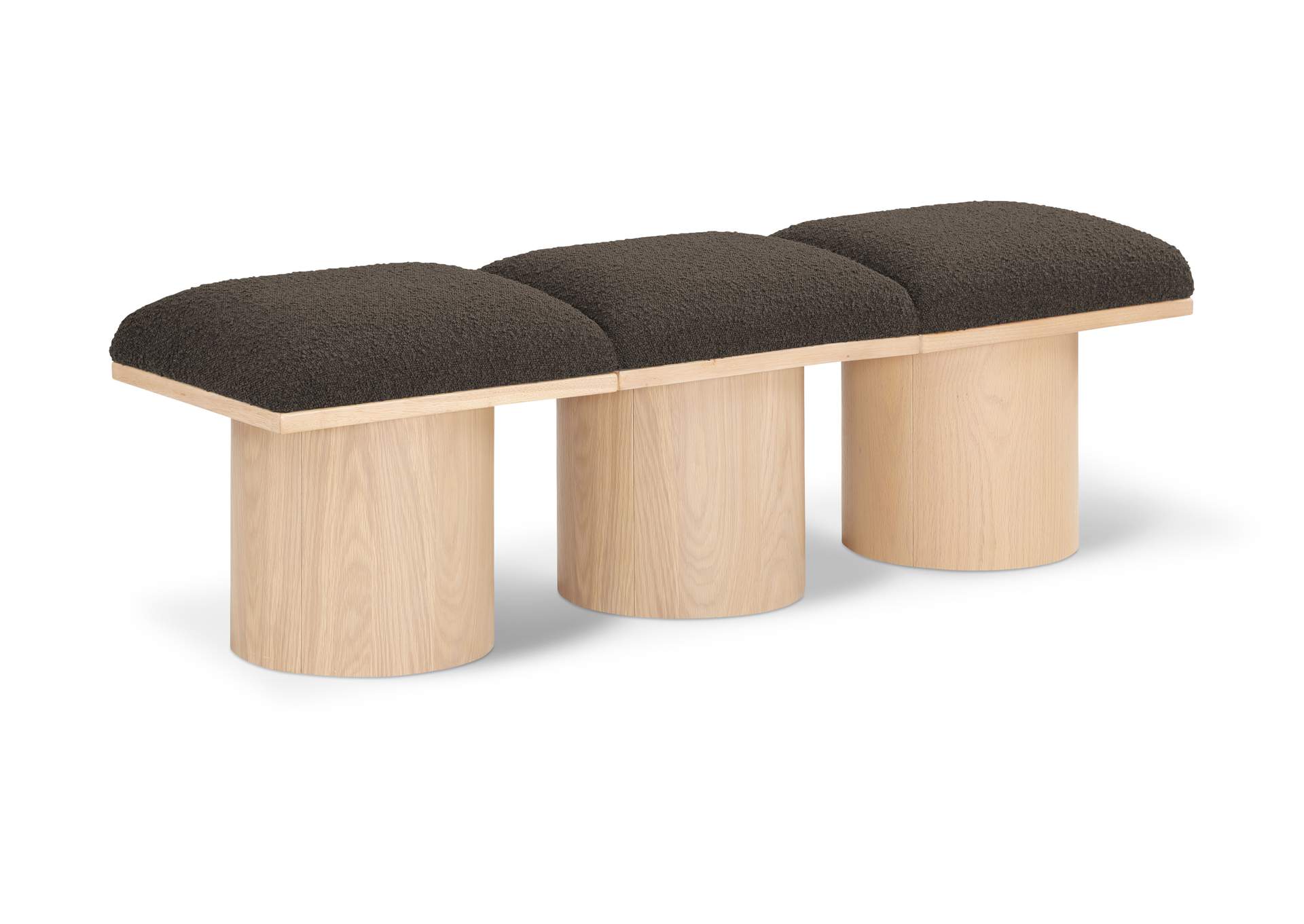 Pavilion Brown Boucle Fabric Bench image 1